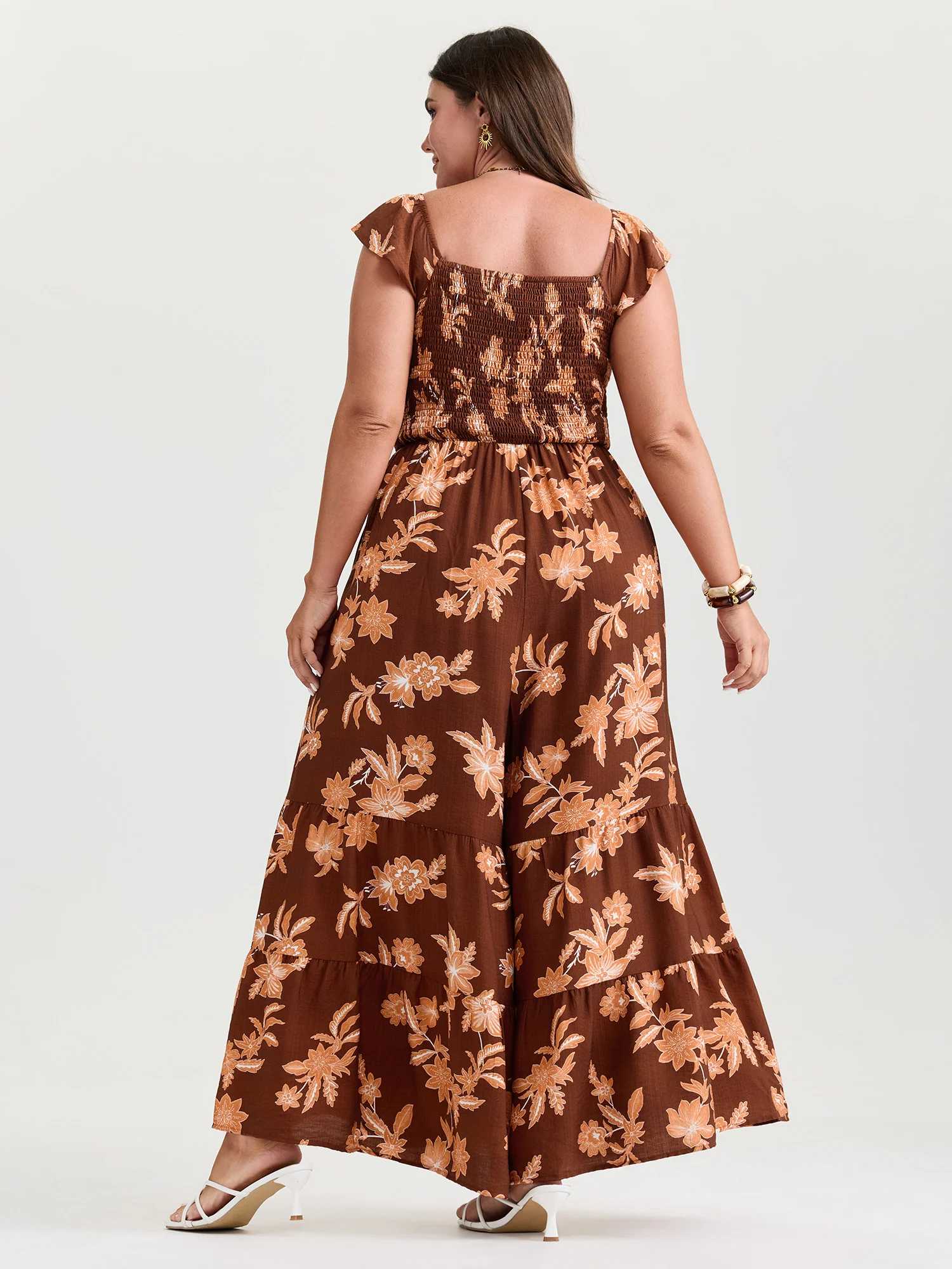 Tropical Floral Print Cinched-Waist Jumpsuit - Image 4