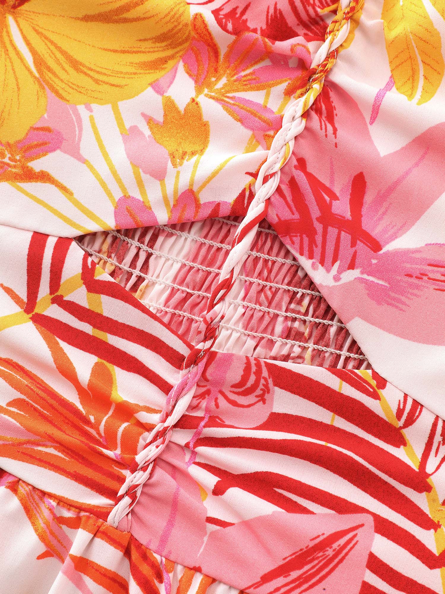 Tropical Floral Print Cut-Out Midi Dress - Image 5