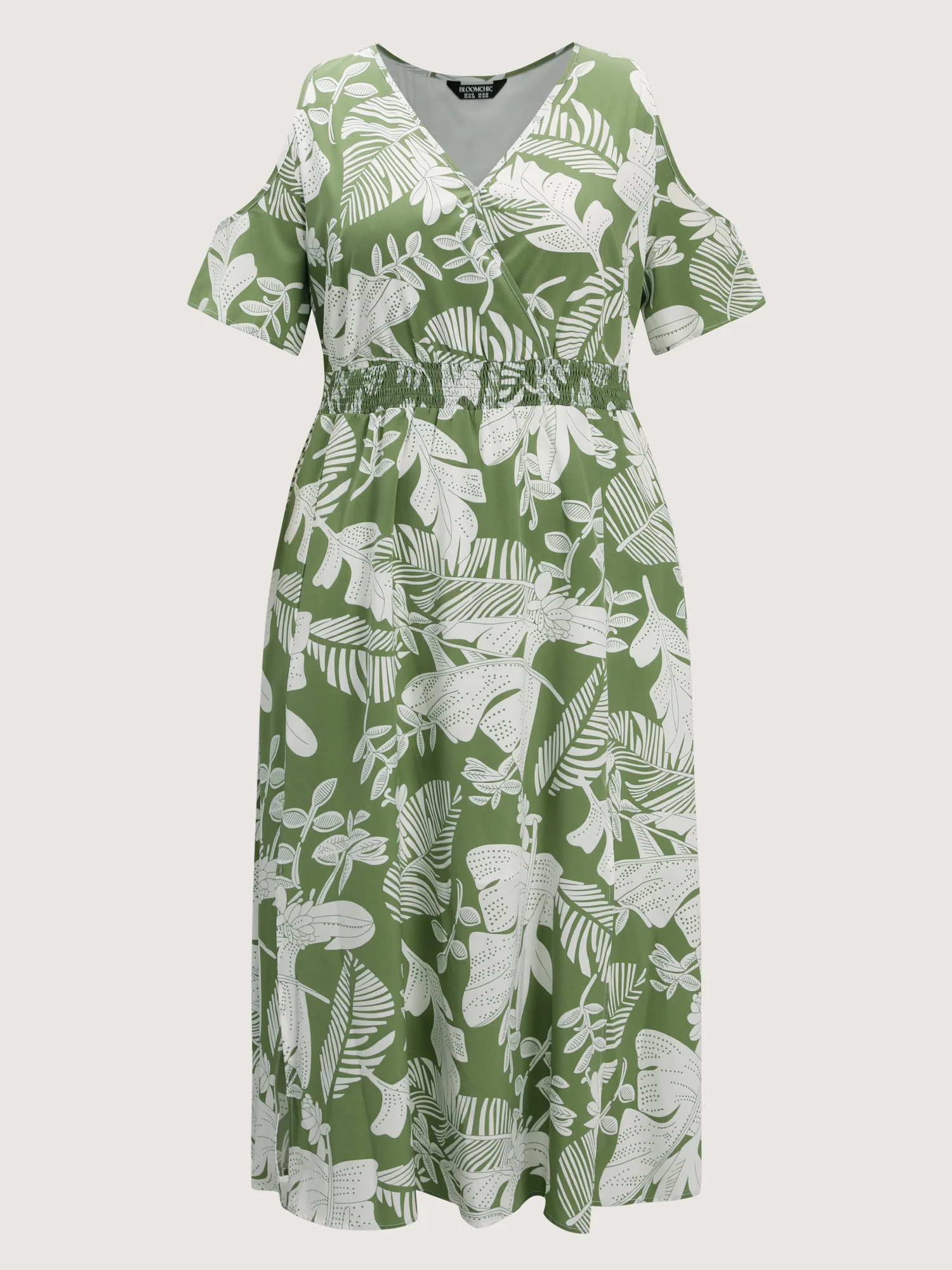 Tropical Floral Print Cut-Out Shoulder Maxi Dress - Image 7
