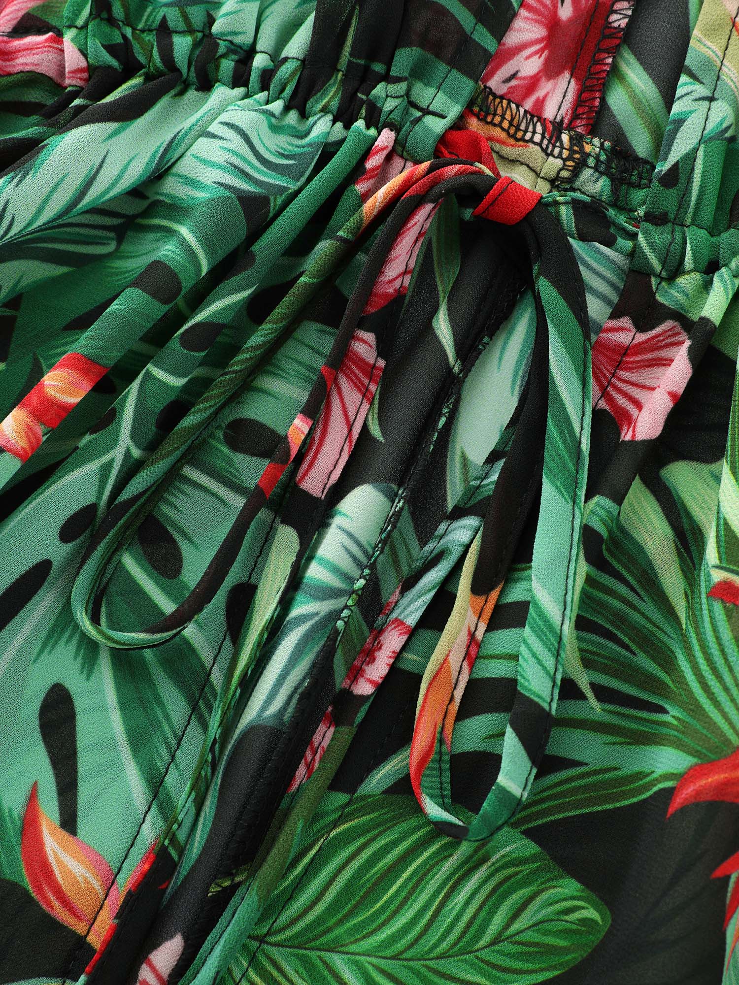 Tropical Floral Print Front-Tie Kimono - Image 6