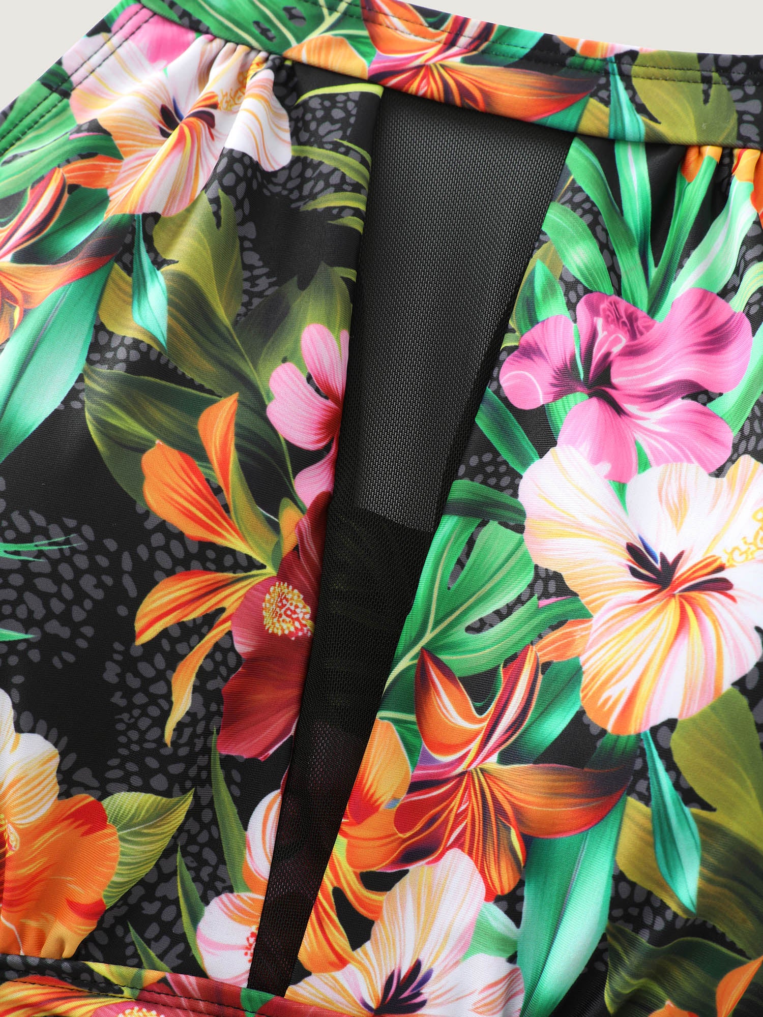 Tropical Floral Print Hip Coverage Swim Dress - Image 12