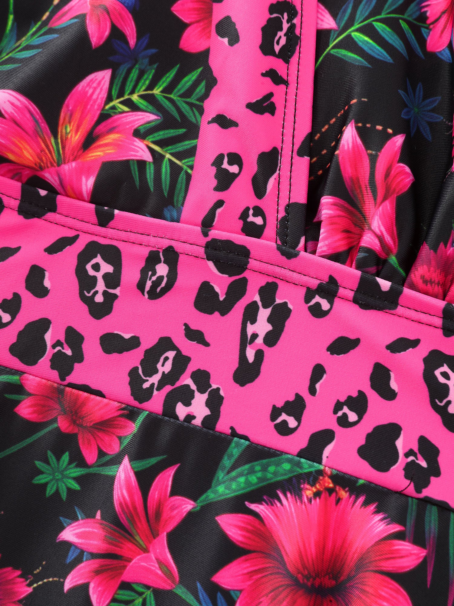Tropical Floral Print Pockets Swim Dress - Image 10