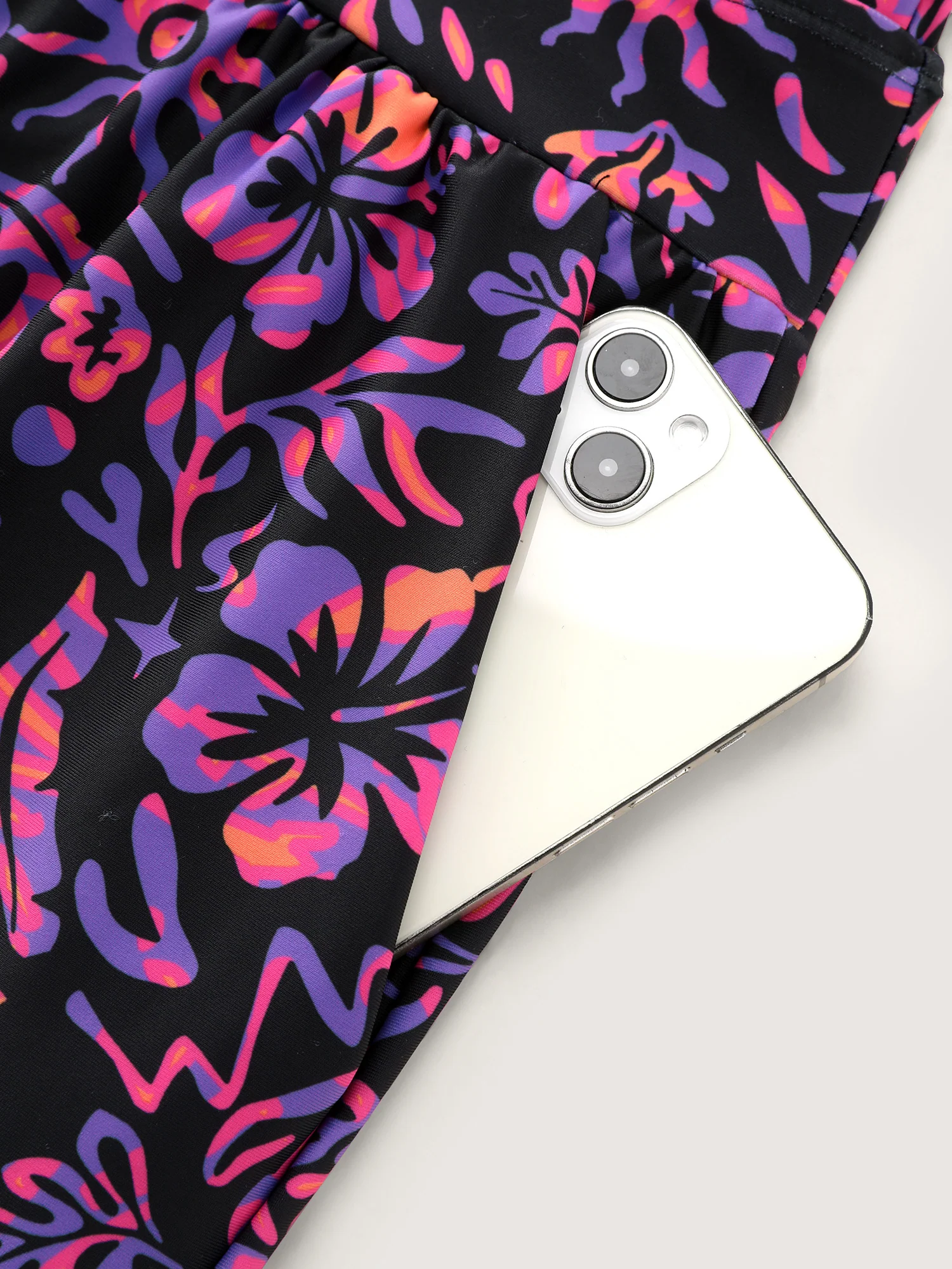 Tropical Floral Print Pockets Swim Romper - Image 8