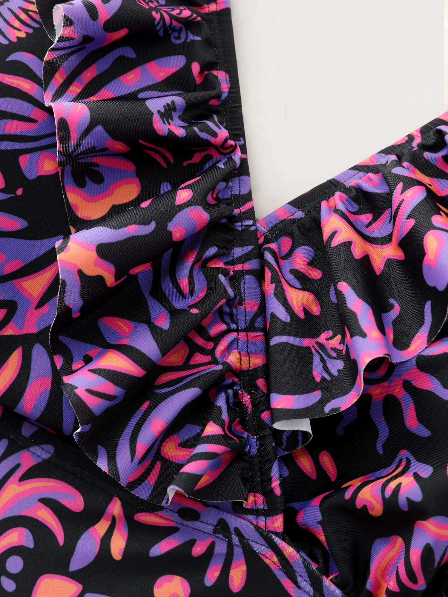 Tropical Floral Print Pockets Swim Romper - Image 9