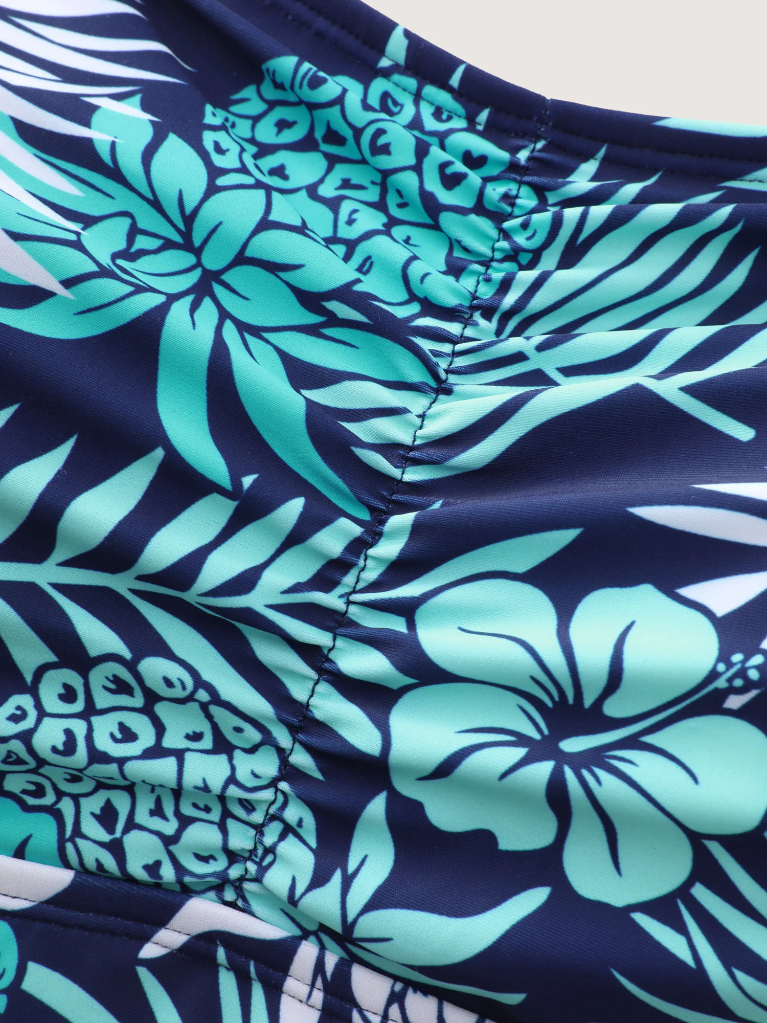 Tropical Floral Print Ruched Swim Dress - Image 10