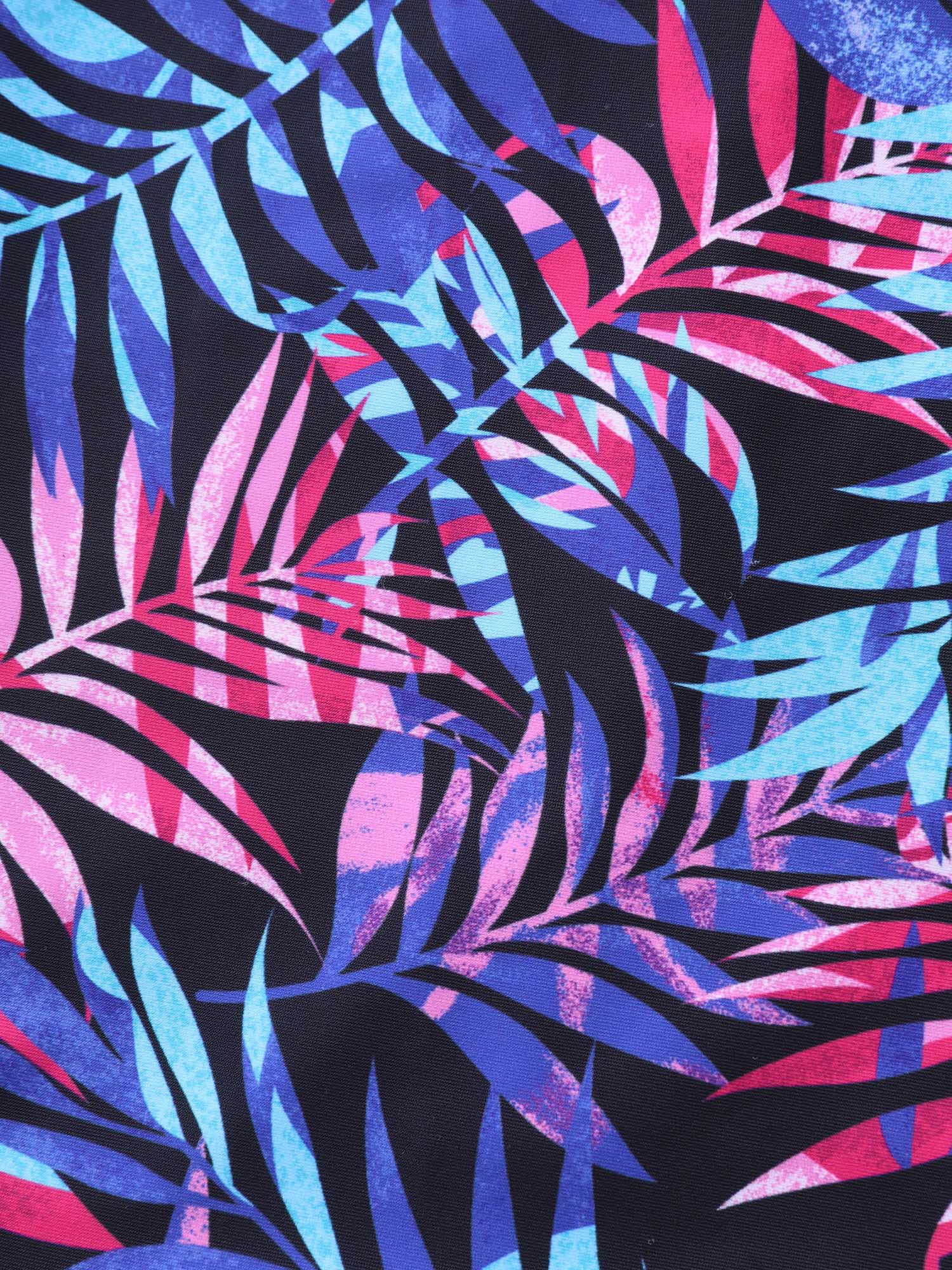 Tropical Floral Print Split Swim Dress - Image 7