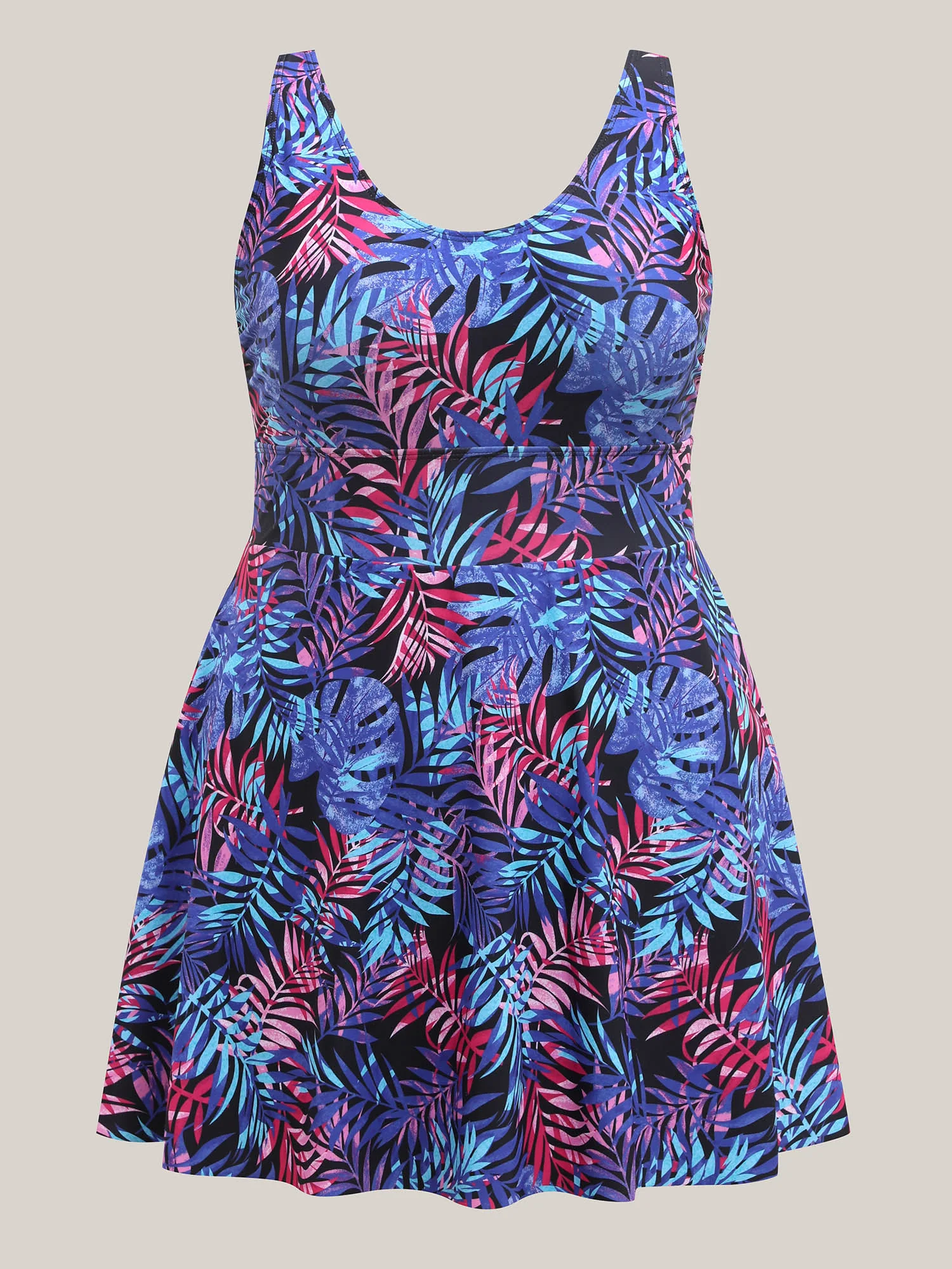 Tropical Floral Print Split Swim Dress - Image 9