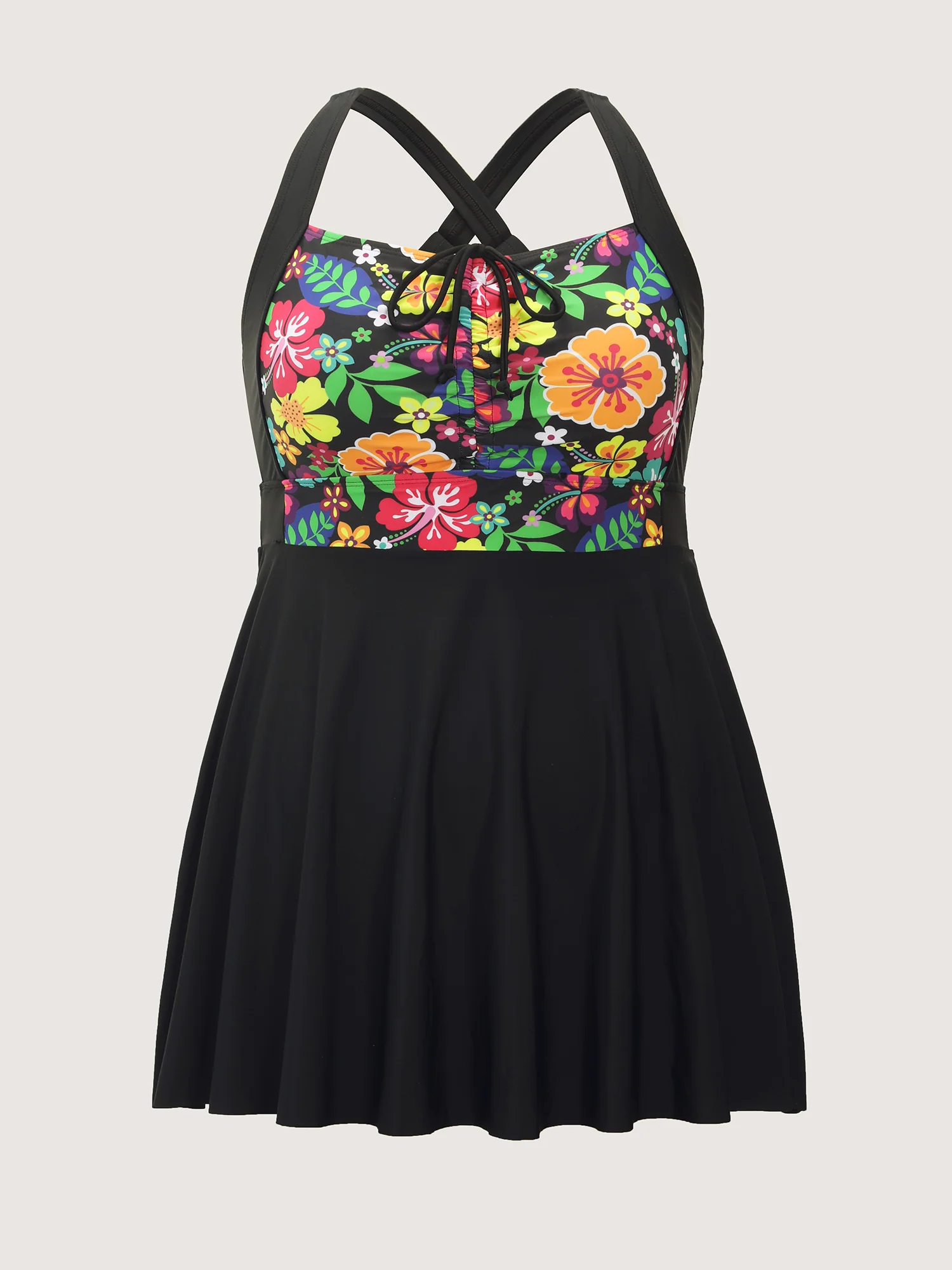 Tropical Floral Print Tie-Up Swim Dress - Image 7