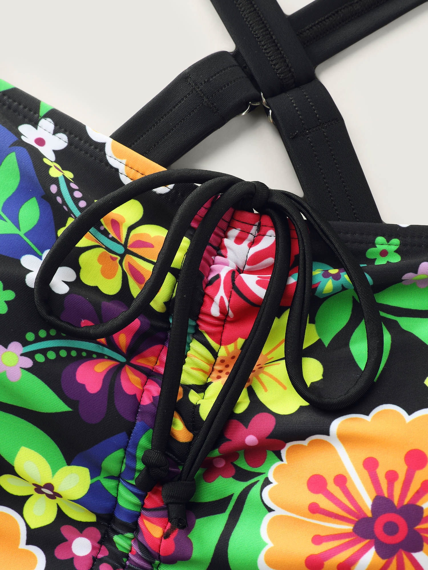 Tropical Floral Print Tie-Up Swim Dress - Image 9
