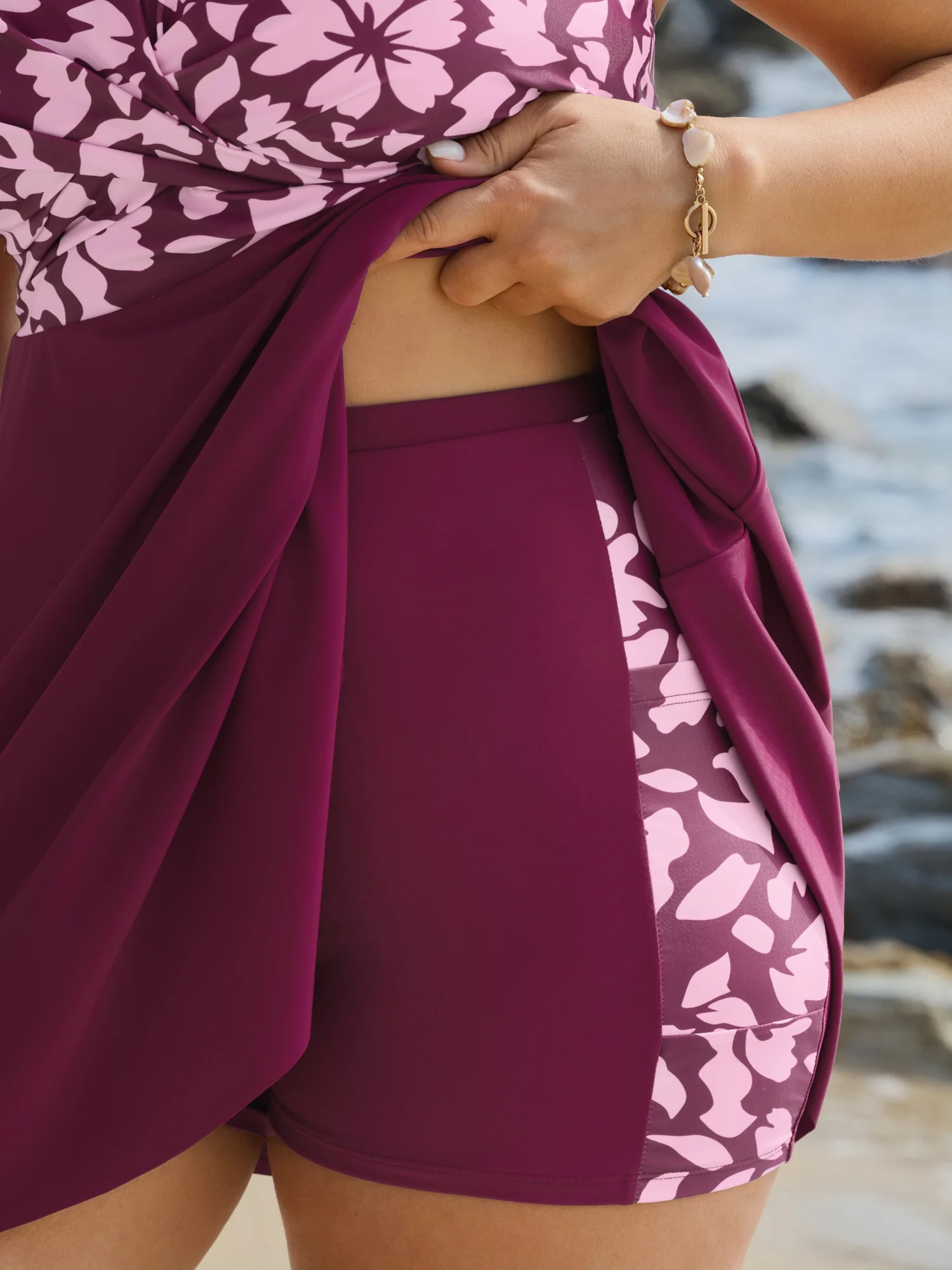 Tropical Floral Print Twist-Front Swim Dress - Image 5