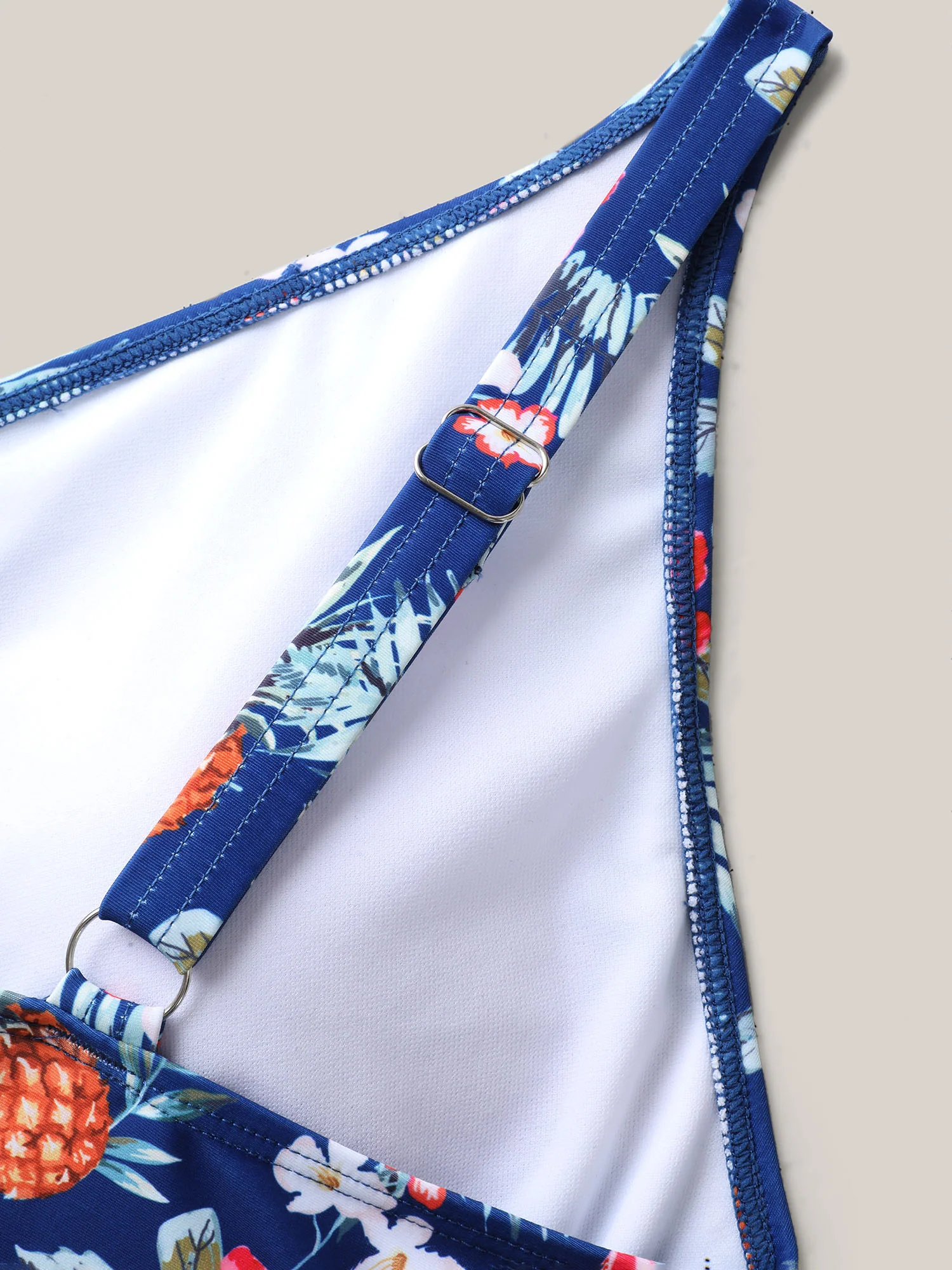 Tropical Floral Print Waist-Tie Swim Dress - Image 7