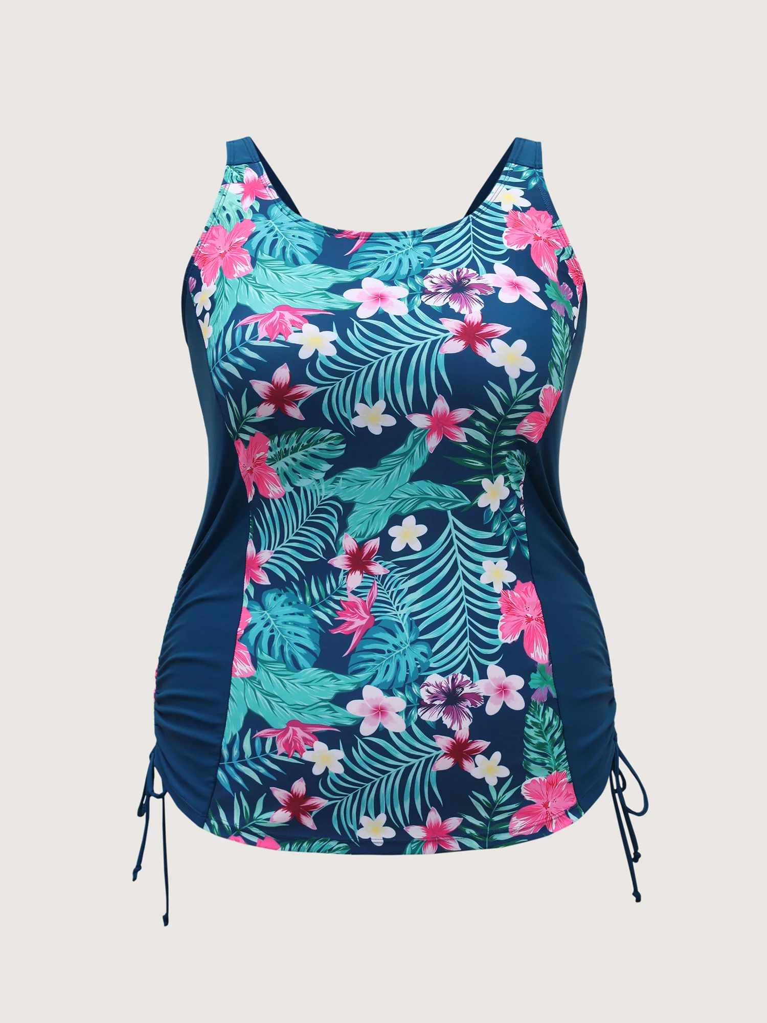 Tropical Florals Side Drawstring Swim Top - Image 7