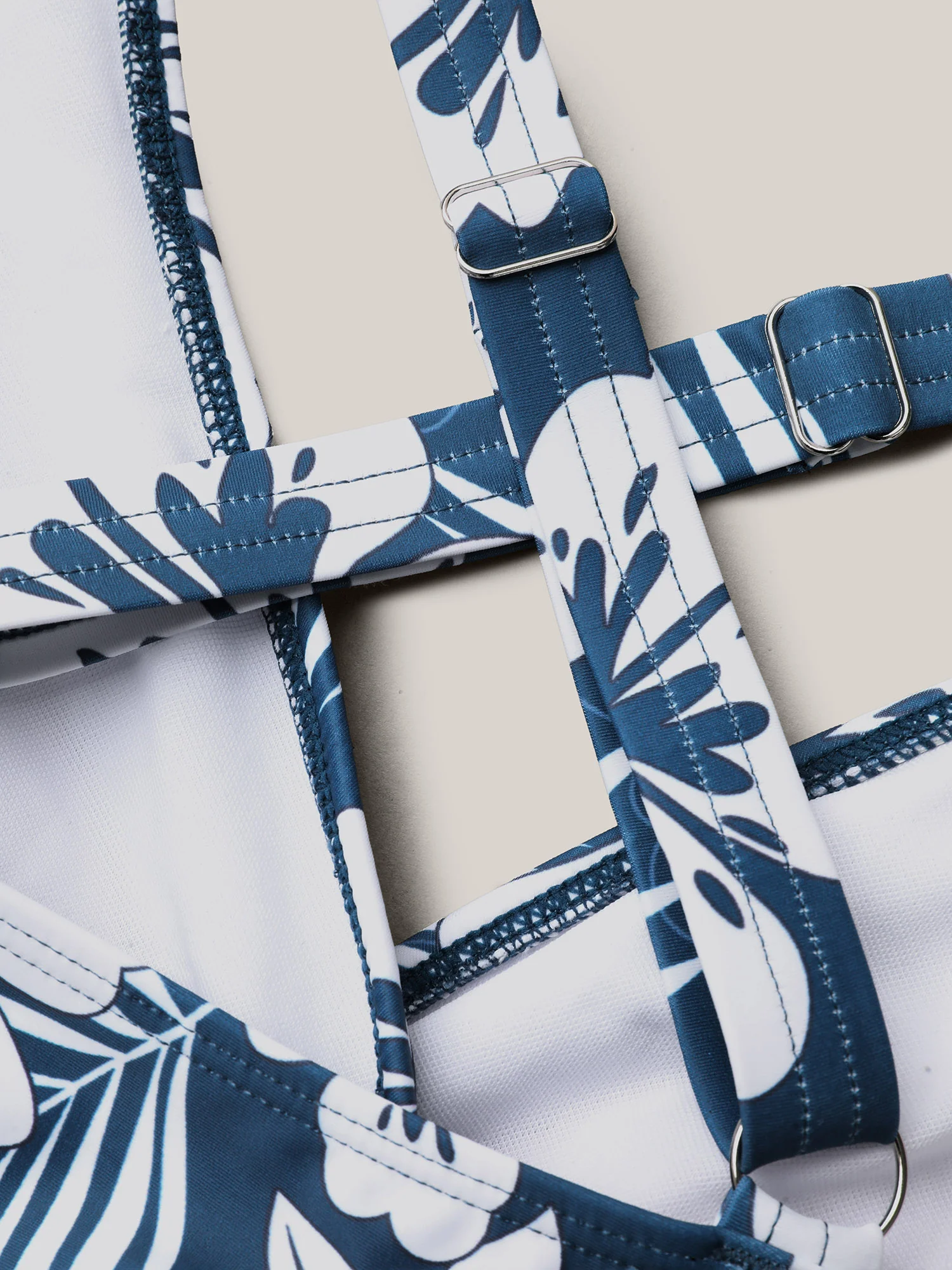 Tropical Flower Print Gathered One-Piece Swimsuit - Image 7