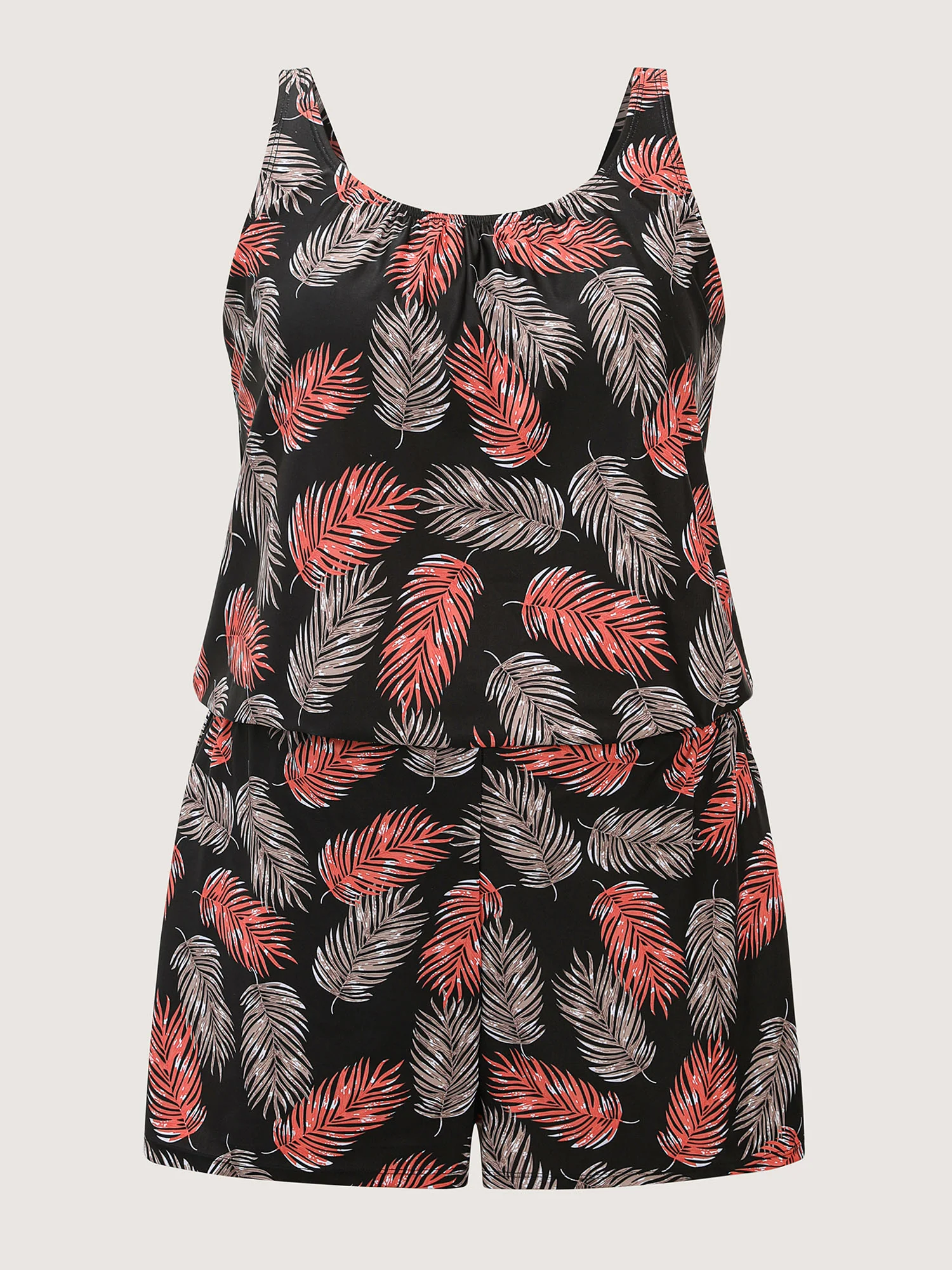Tropical Flower Print Pockets One-Piece Swimsuit - Image 108
