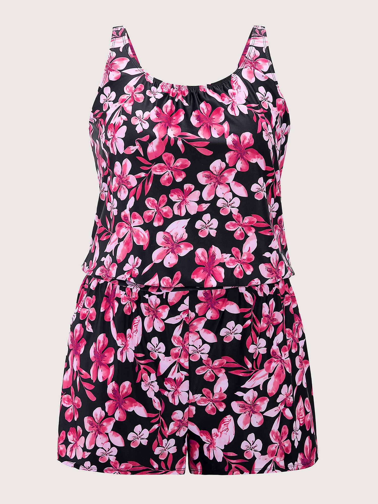 Tropical Flower Print Pockets One-Piece Swimsuit - Image 27