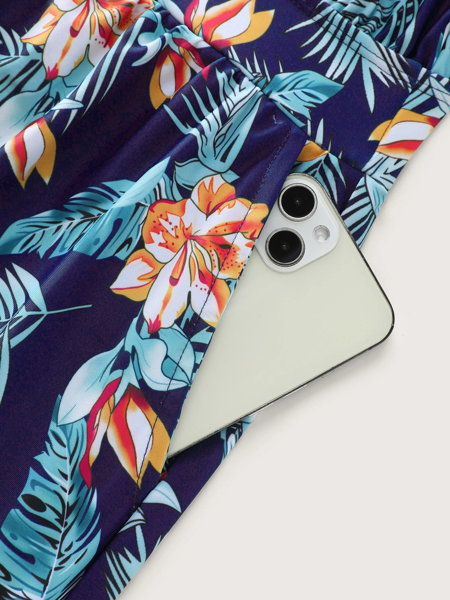 Tropical Flower Print Pockets One-Piece Swimsuit - Image 61