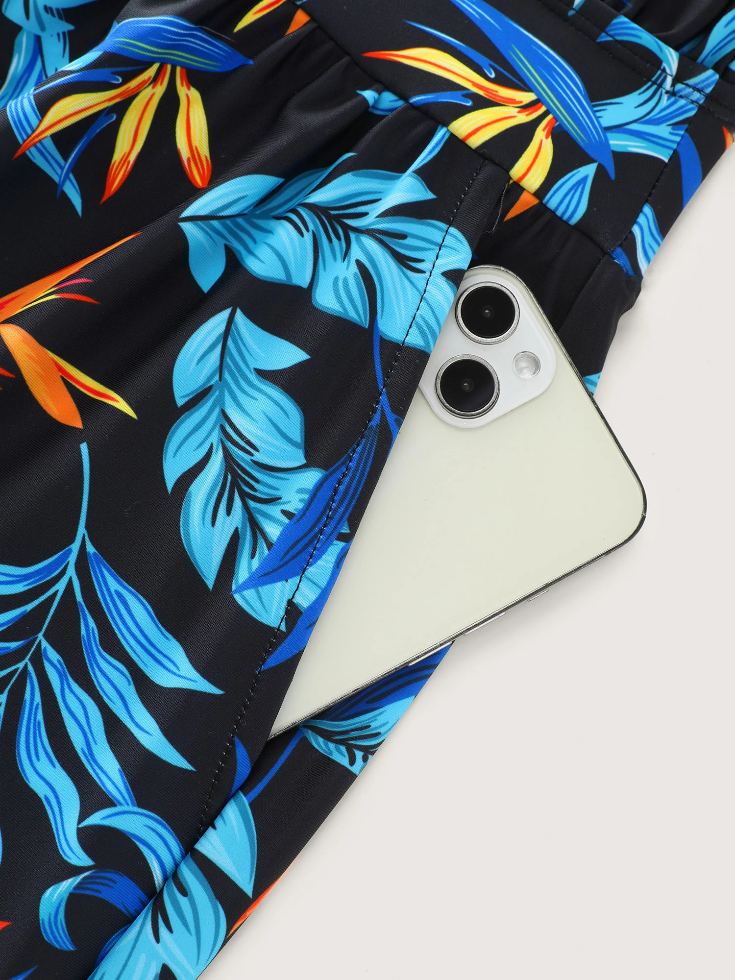 Tropical Flower Print Pockets One-Piece Swimsuit - Image 79