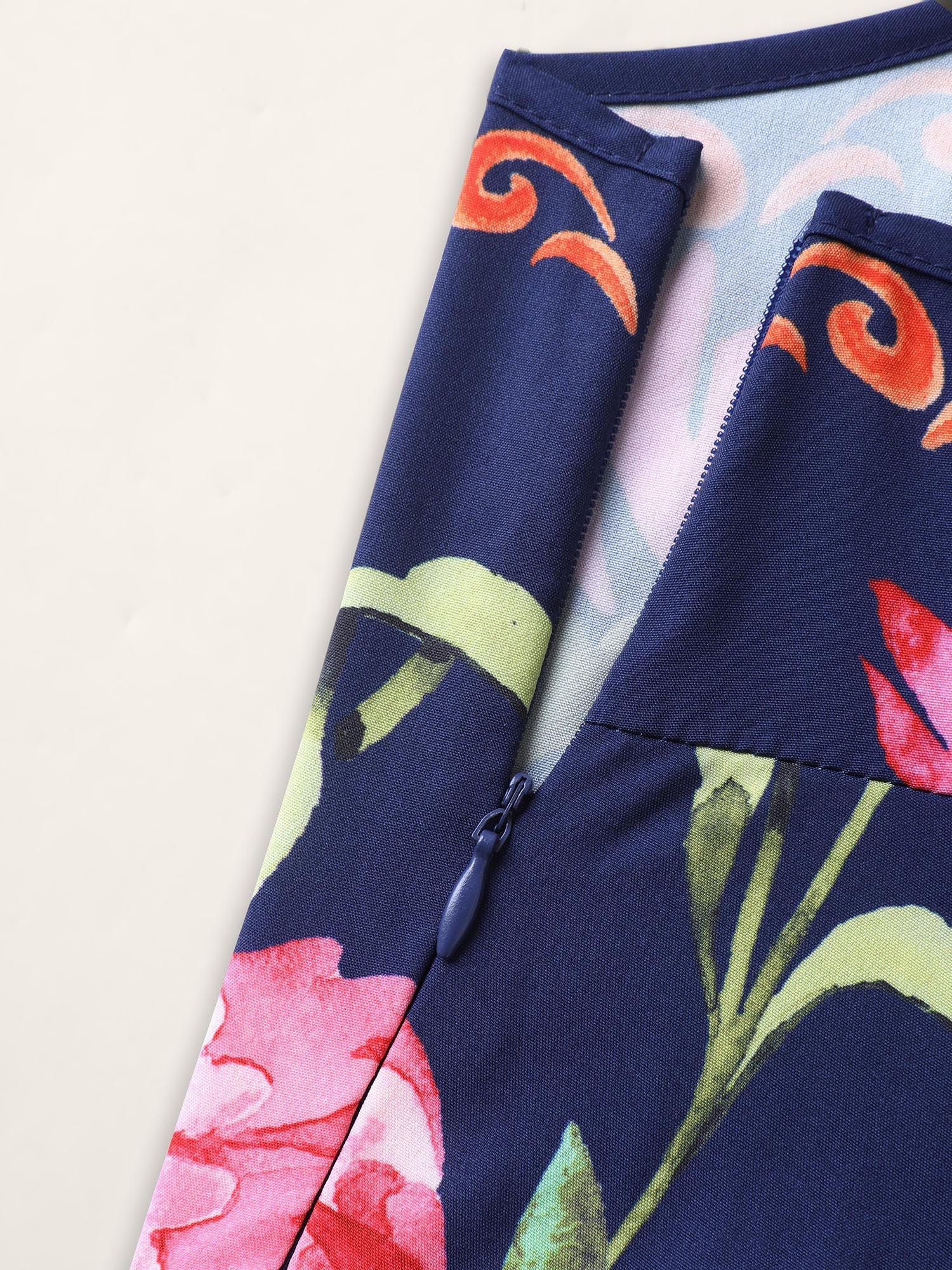 Tropical Flowers Print Pockets Cami Jumpsuit - Image 5
