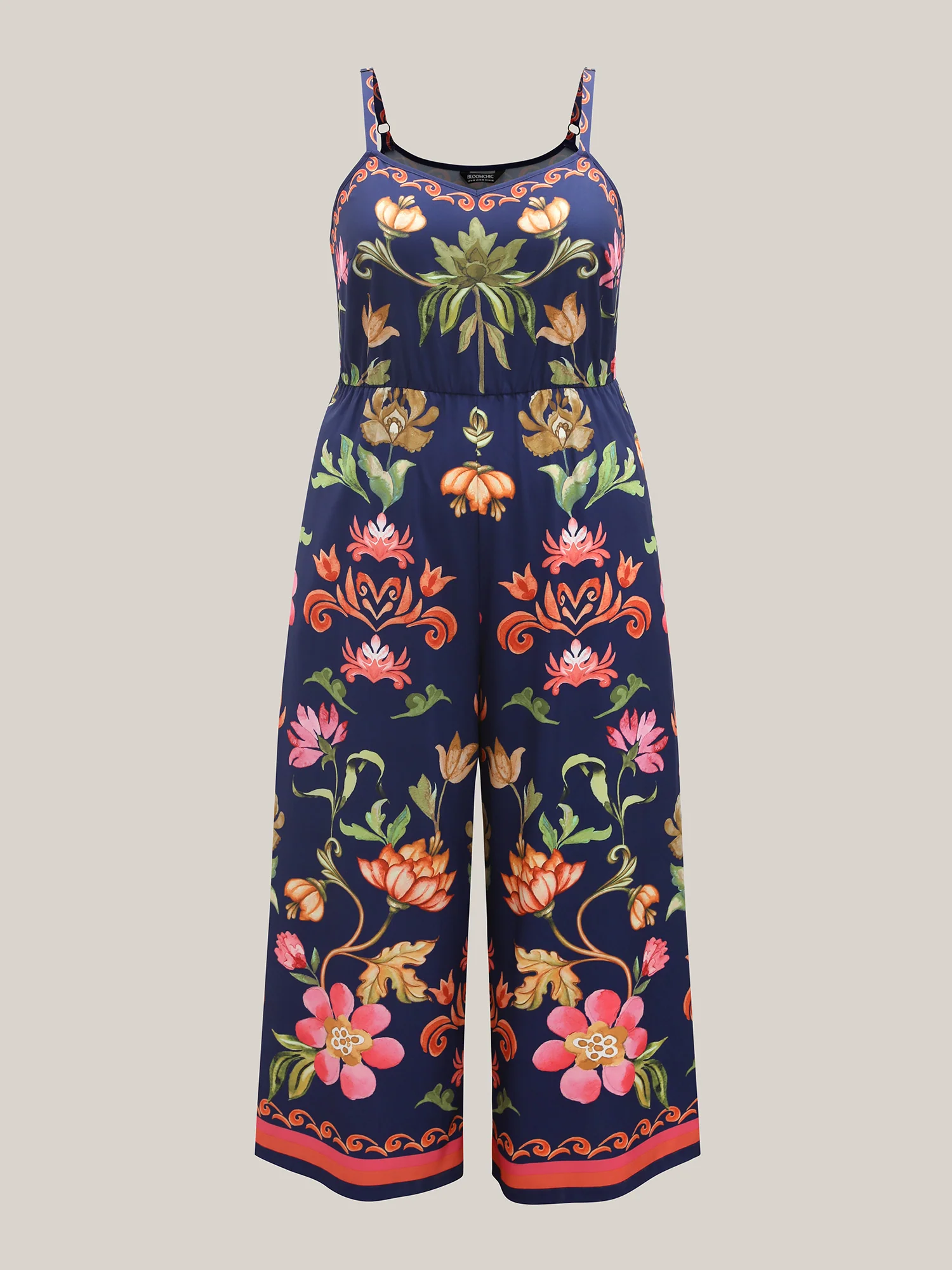 Tropical Flowers Print Pockets Cami Jumpsuit - Image 7