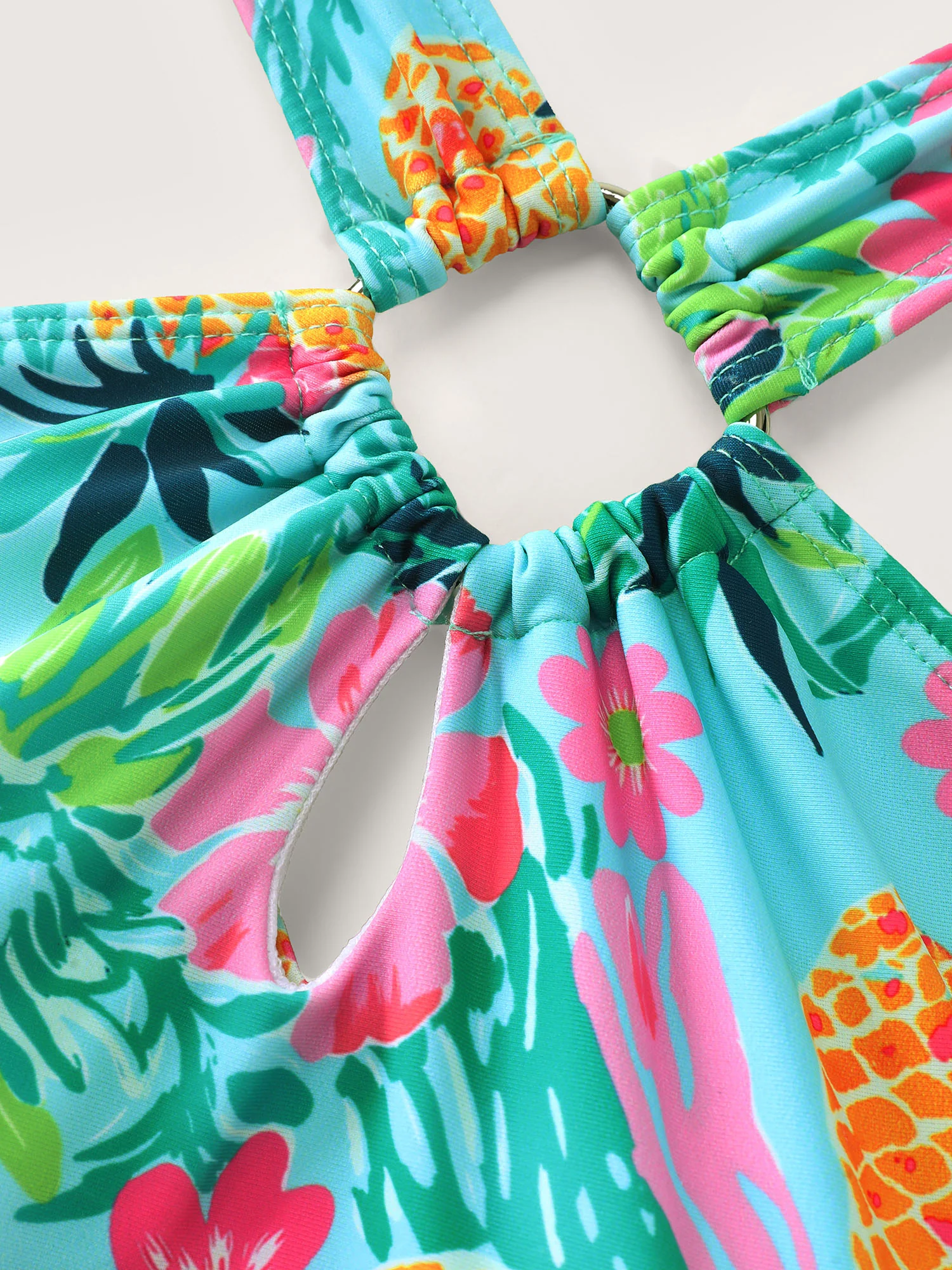 Tropical Fruit Print Halter Neck Swim Dress - Image 7