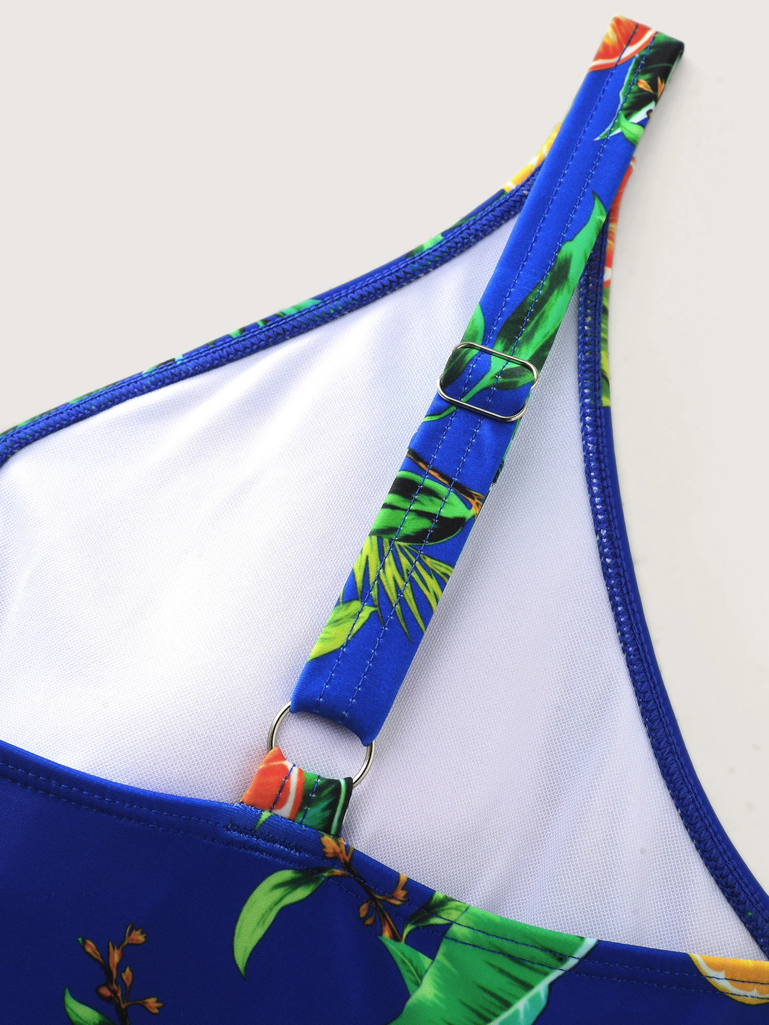 Tropical Fruit Print Twist Mesh Swim Dress - Image 6