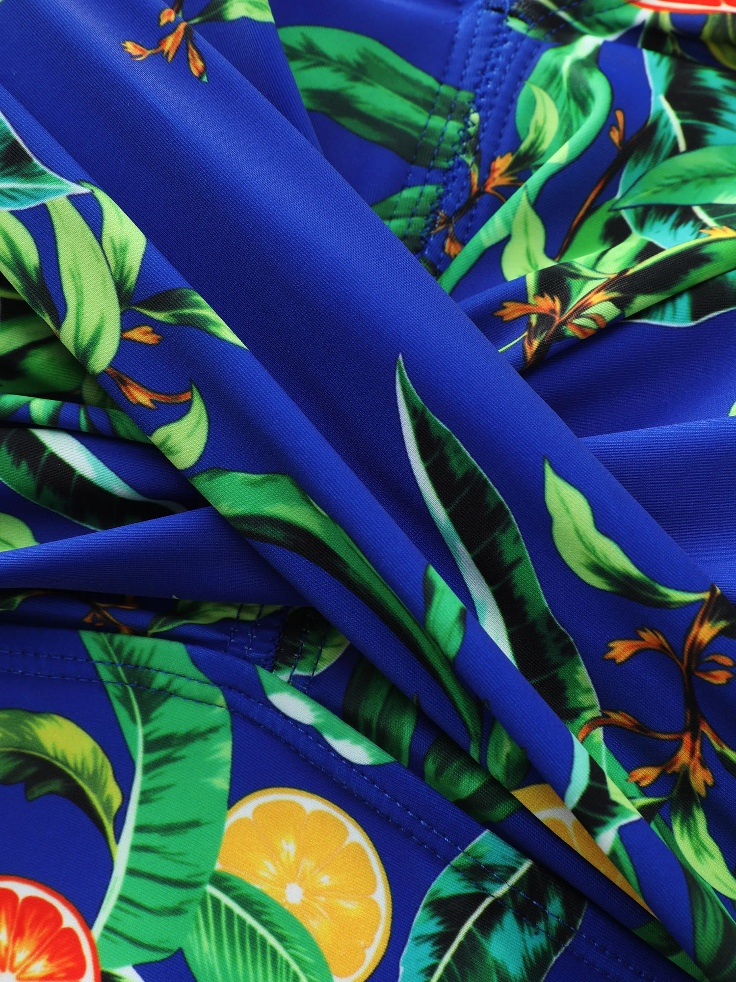 Tropical Fruit Print Twist Mesh Swim Dress - Image 7