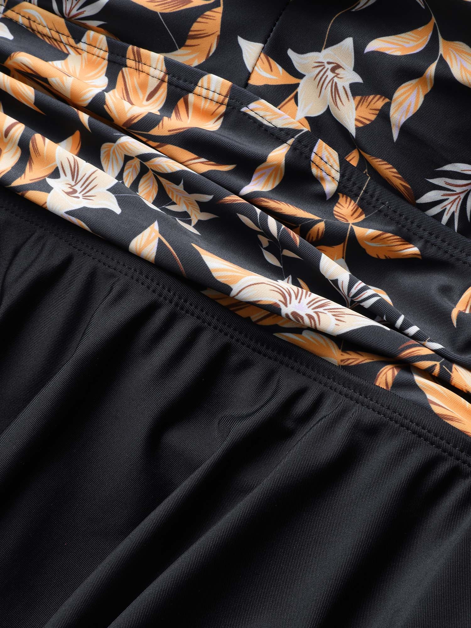 Tropical Graphic Crossover Ruffle Hem Swim Dress - Image 5
