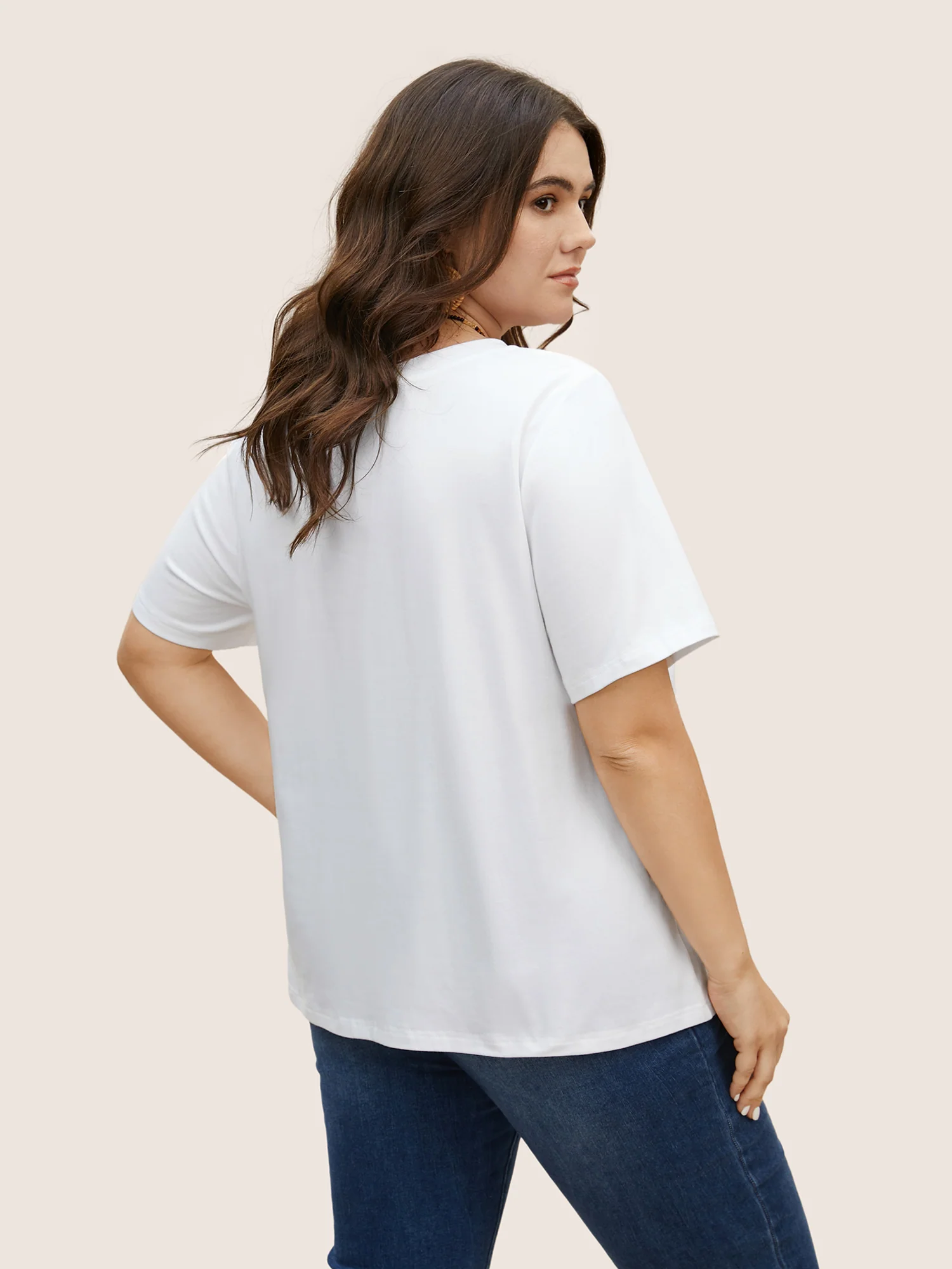 Tropical Landscape Print Round Neck T-shirt - Image 3