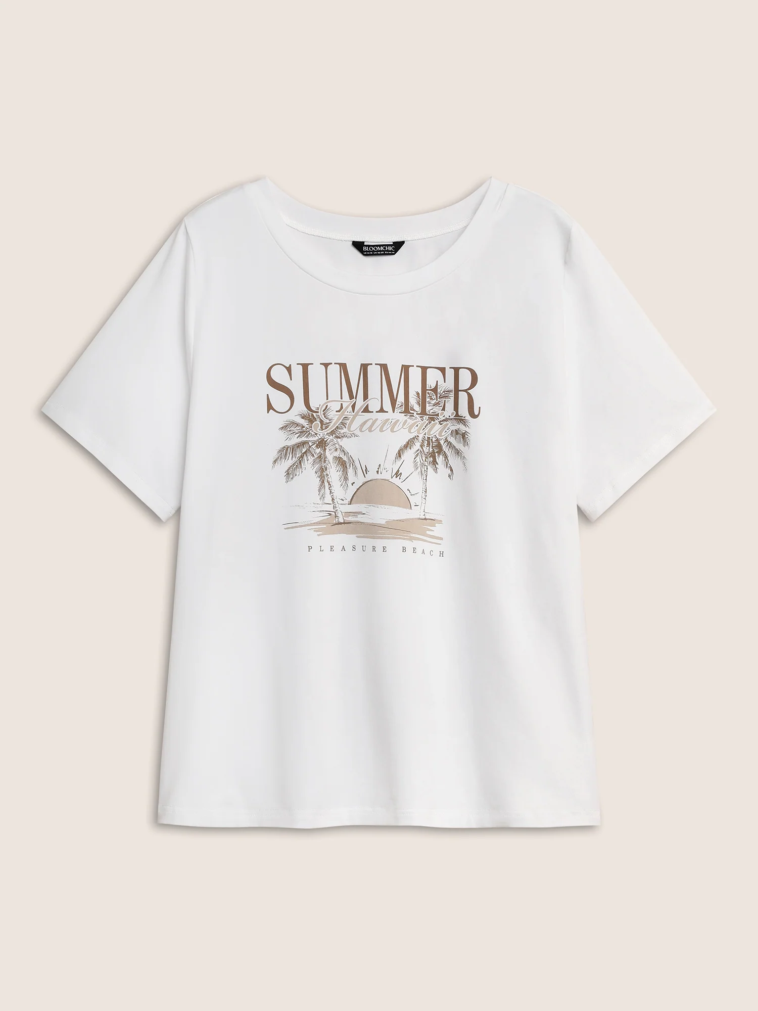 Tropical Landscape Print Round Neck T-shirt - Image 7