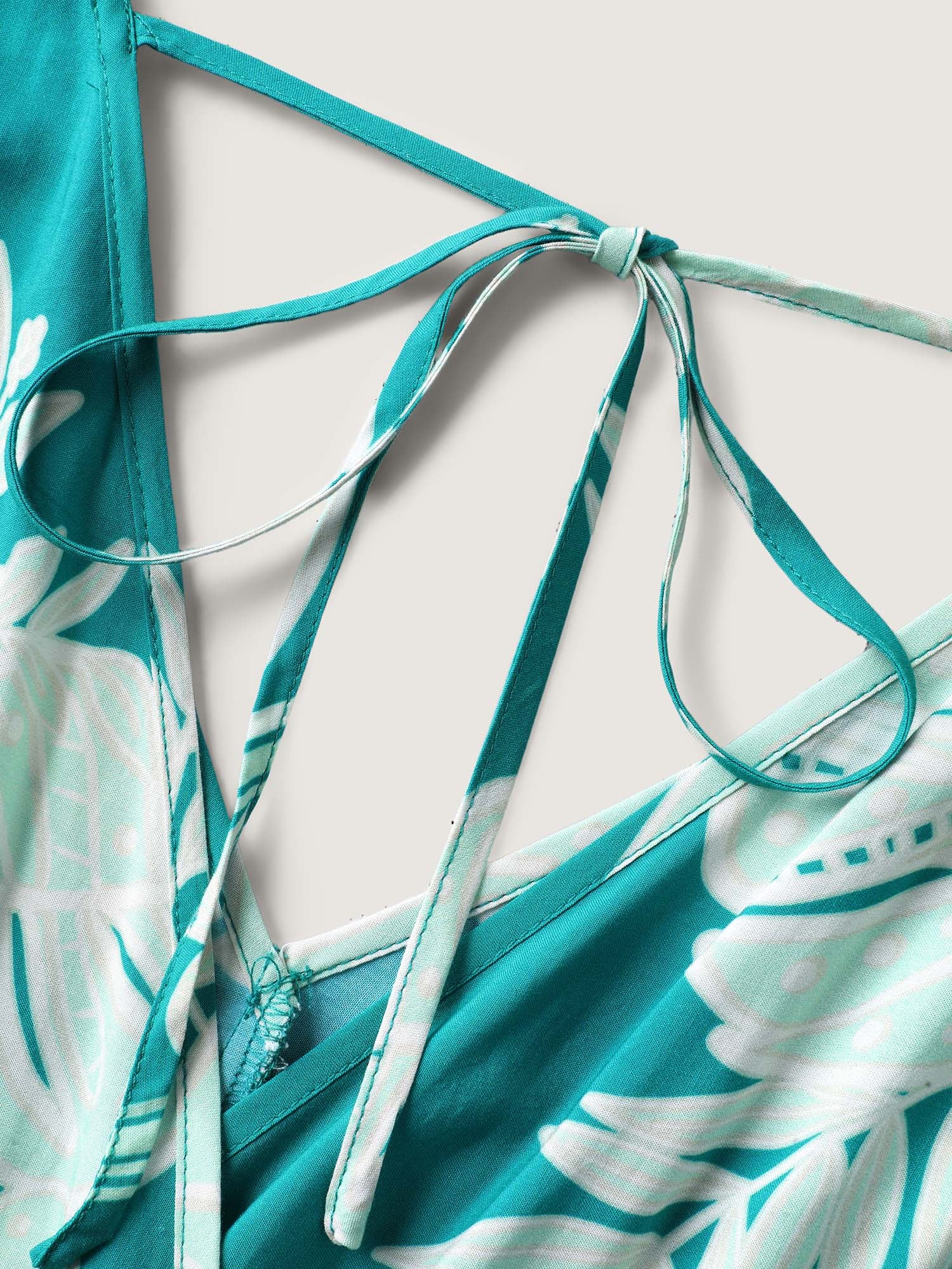 Rayon Tropical Leaf Button Detail Breezy Jumpsuit - Image 6