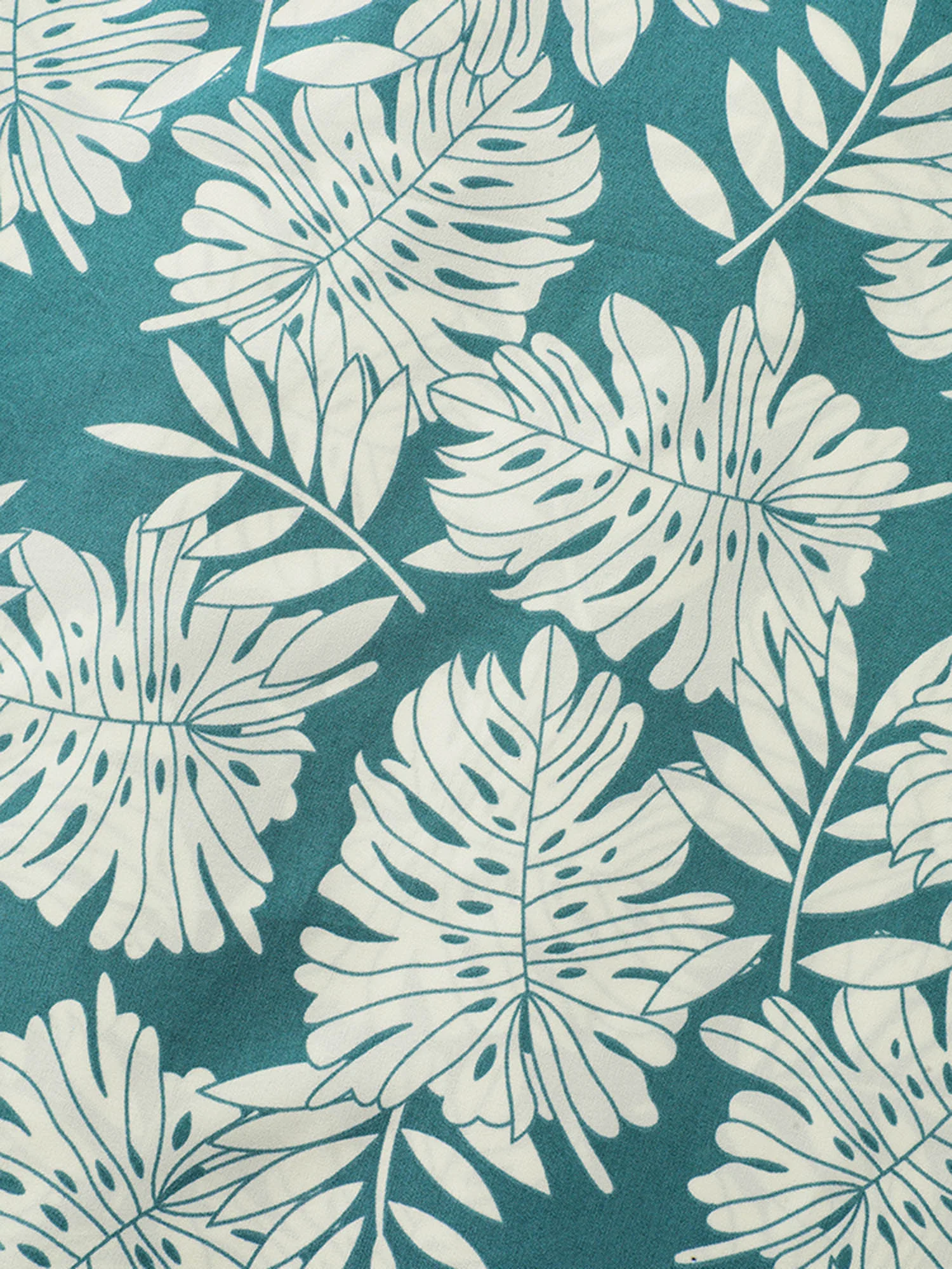 Tropical Leaf Pattern Shirred Wide-Leg Pants - Image 6