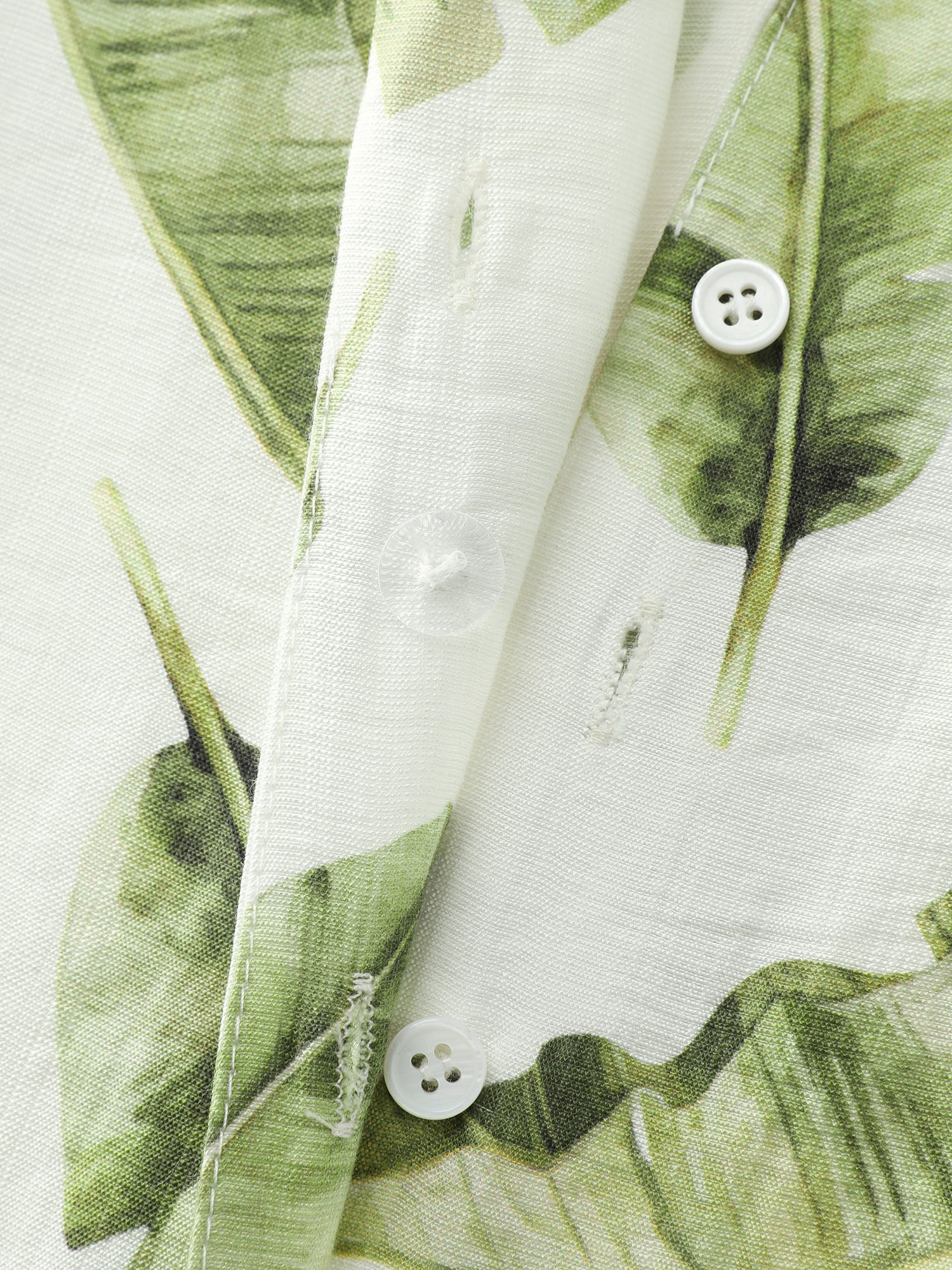 Tropical Leaf Print Button-Down Blouse - Image 5
