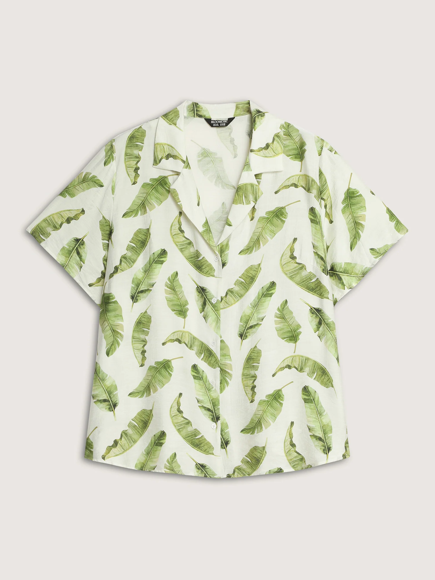Tropical Leaf Print Button-Down Blouse - Image 7