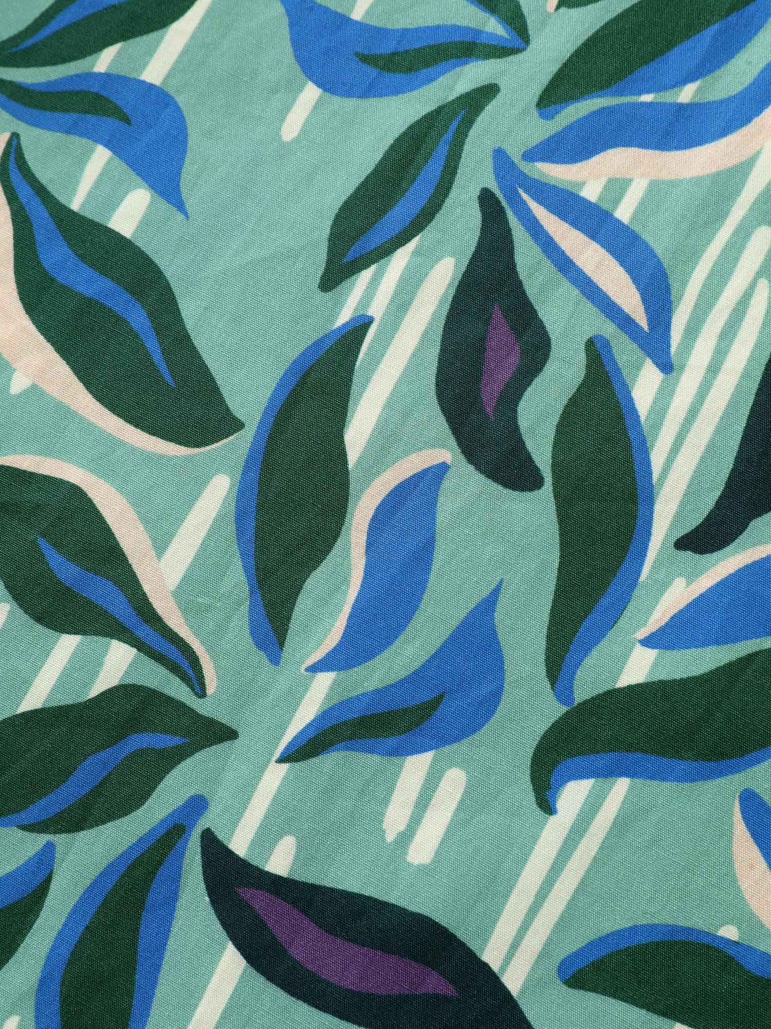 Cotton Tropical Leaf Print Irregular Sleeve Blouse - Image 5
