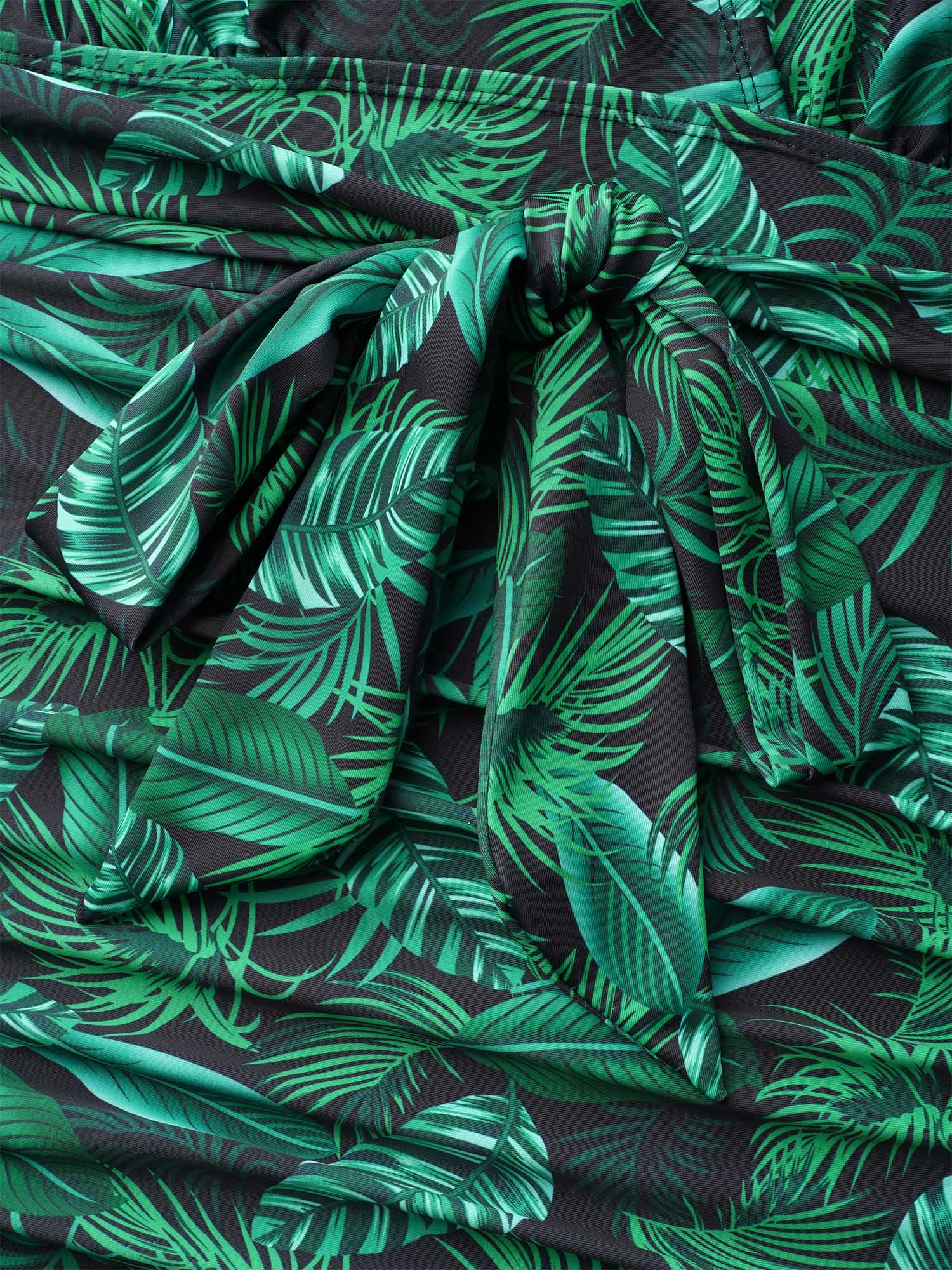Tropical Leaf Print One-Piece Swimsuit - Image 6