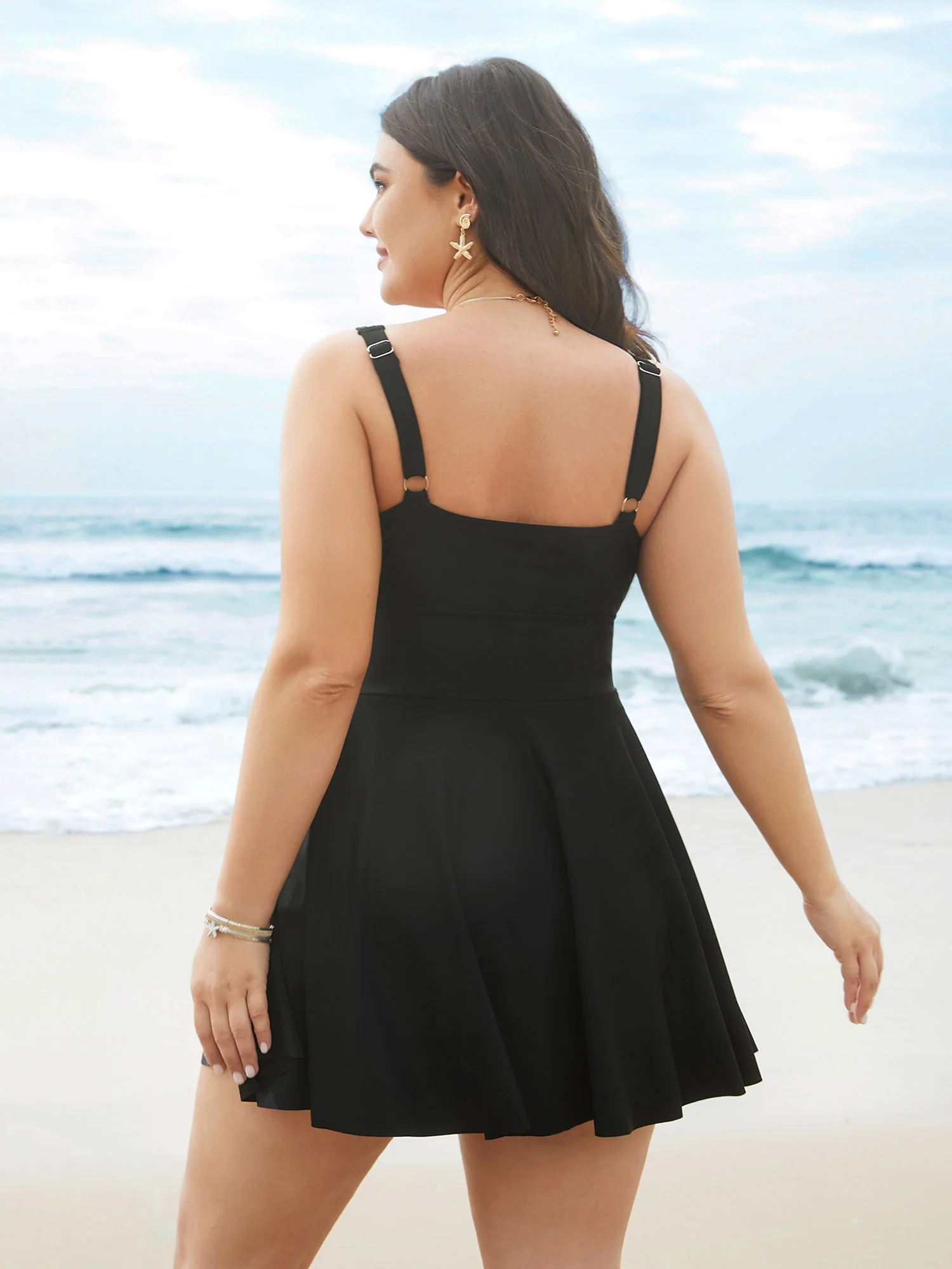 Tropical Leaf Print Twist Front Swim Dress - Image 2