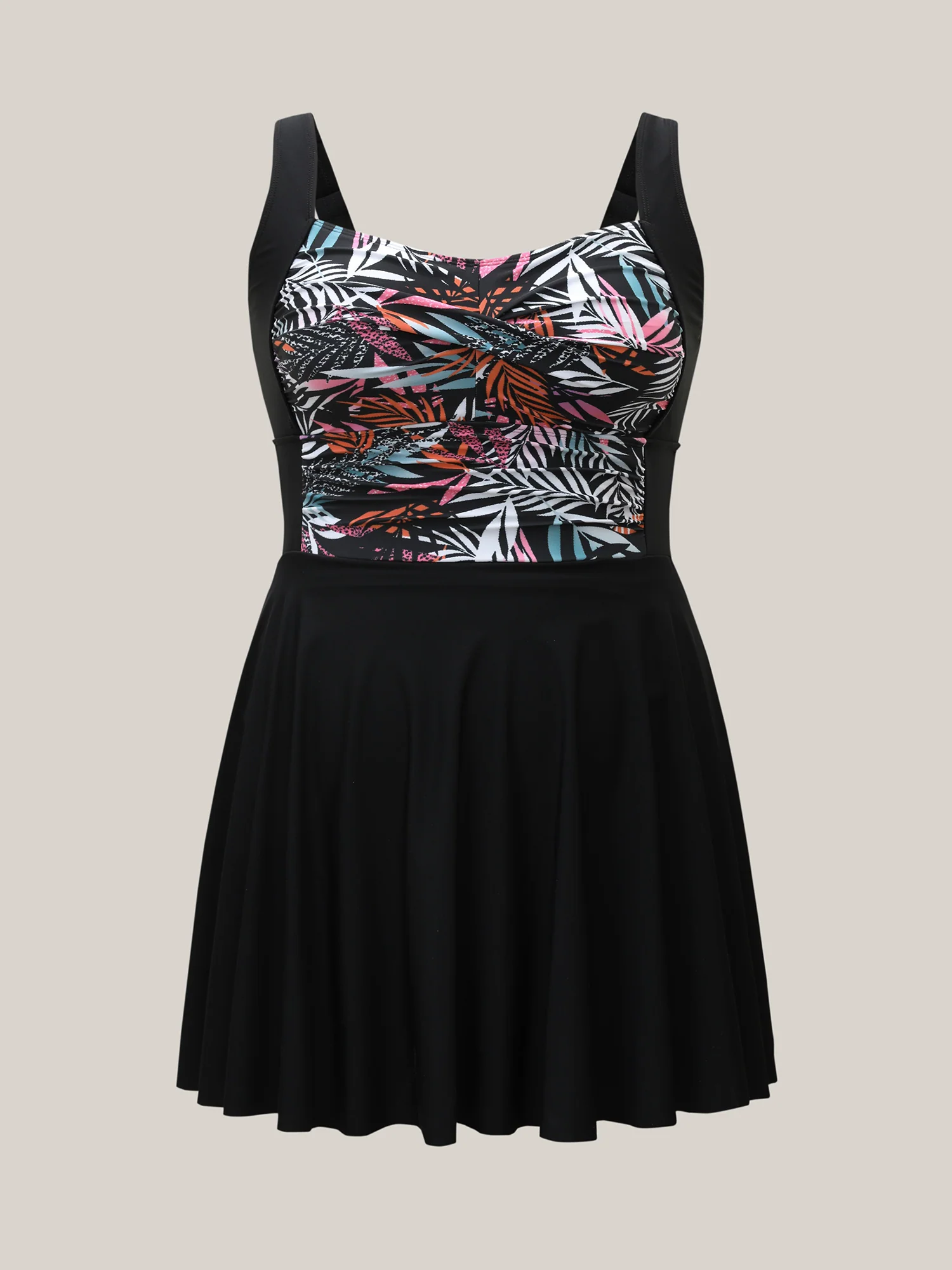 Tropical Leaf Print Twist Front Swim Dress - Image 6