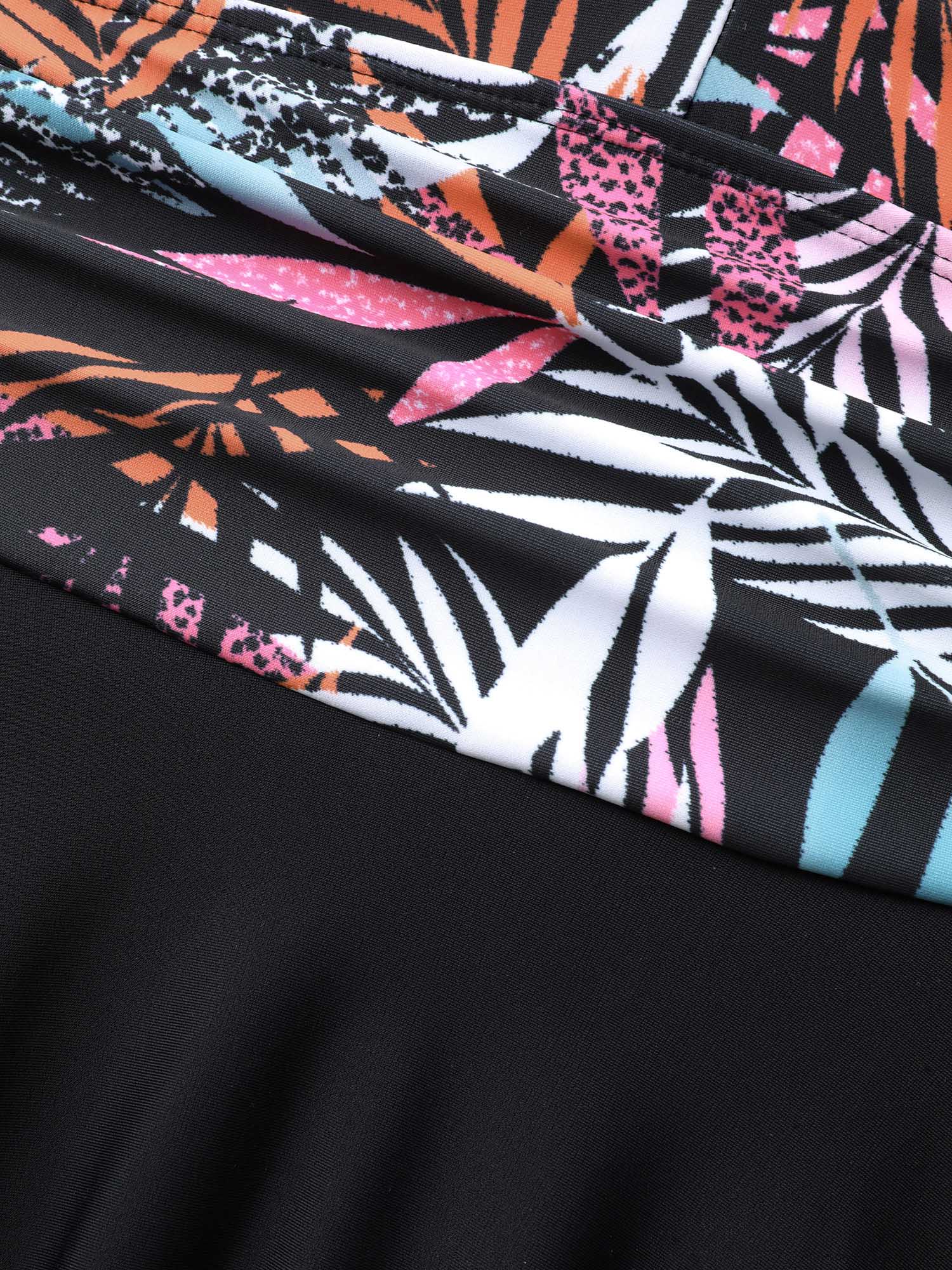 Tropical Leaf Print Twist Front Swim Dress - Image 8