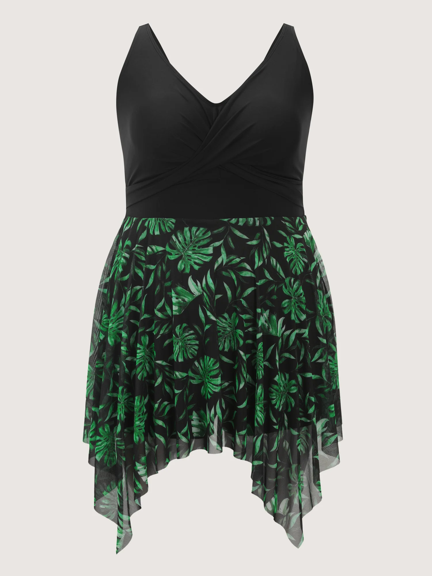 Tropical Mesh Color Contrast Swim Dress - Image 5