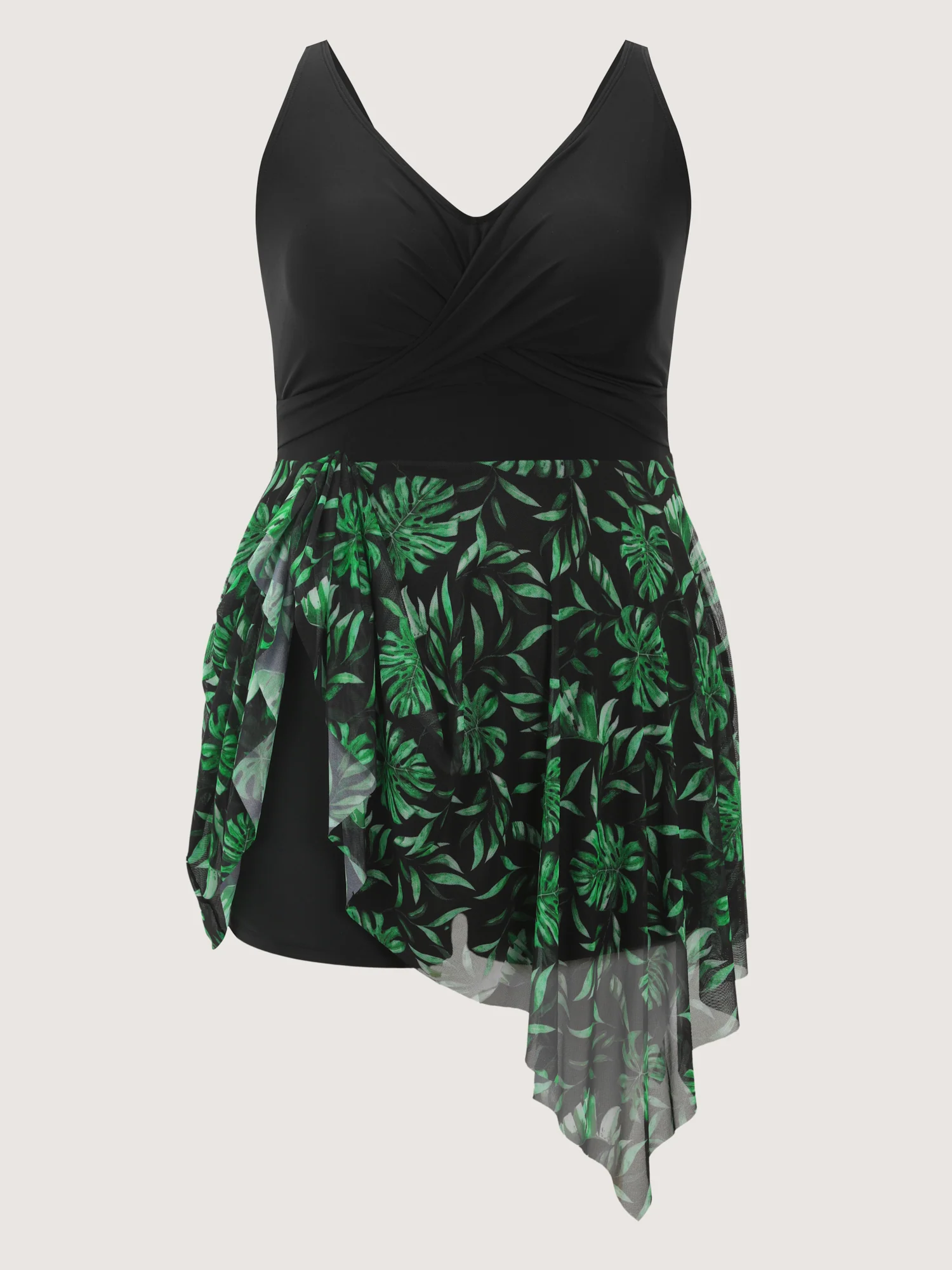 Tropical Mesh Color Contrast Swim Dress - Image 6