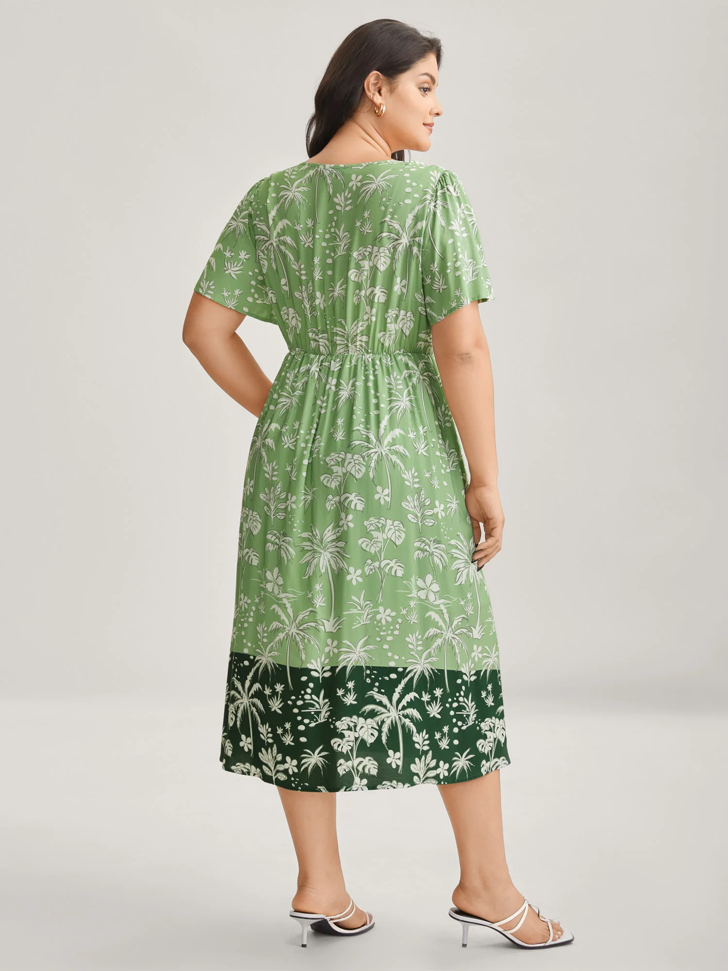 Tropical Mood Color Contrast Midi Dress - Image 4