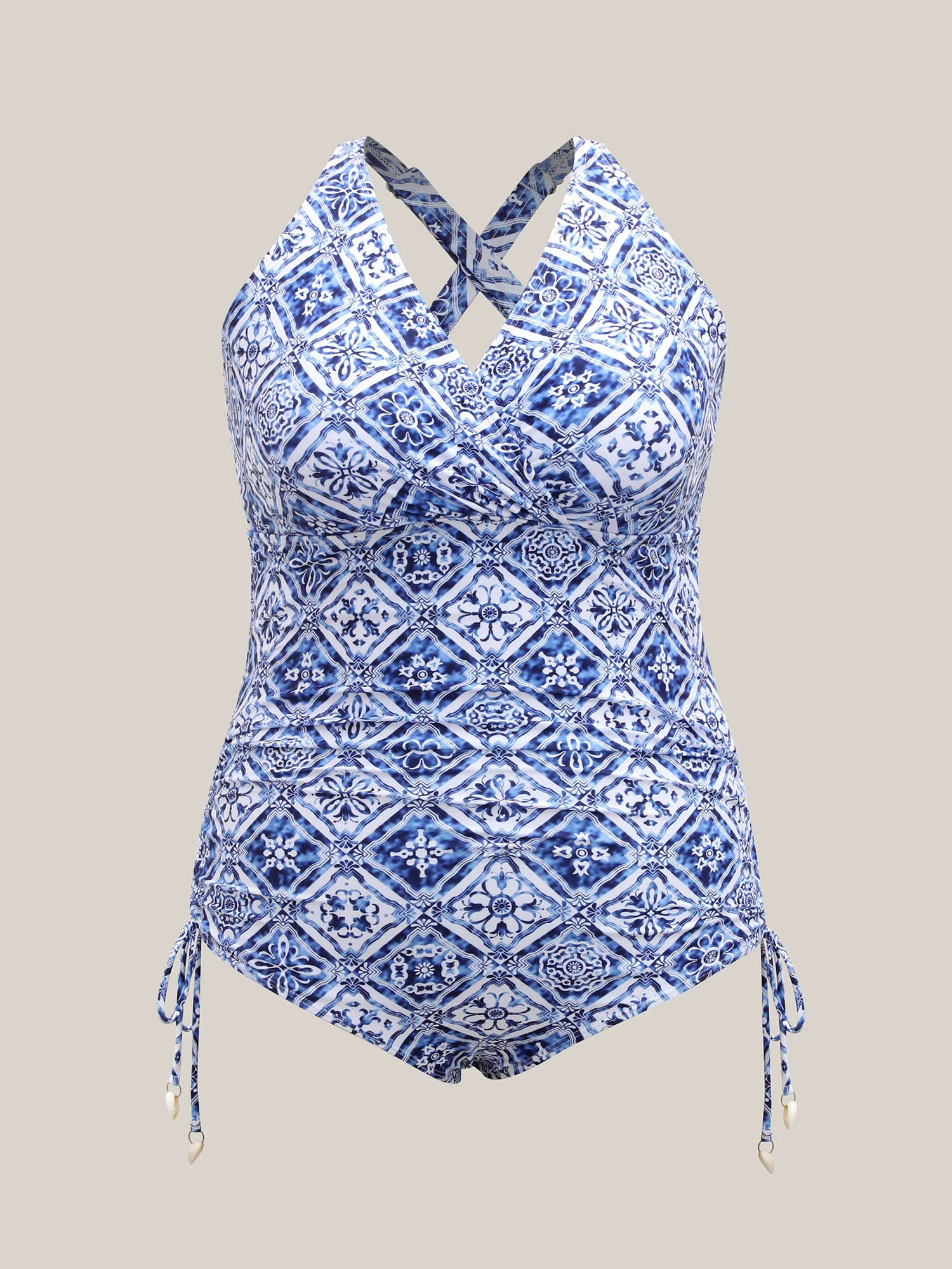 Tropical Paradise Ruched One-Piece Swimsuit - Image 5