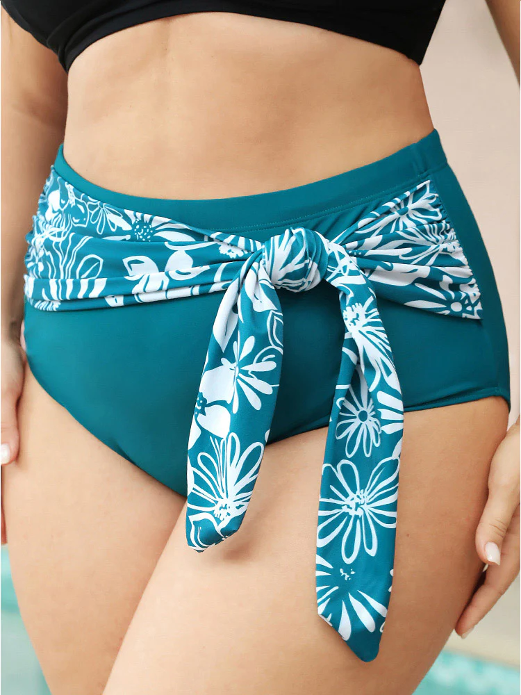 Tropical Patchwork Knotted Front Bikini Bottom - Image 5