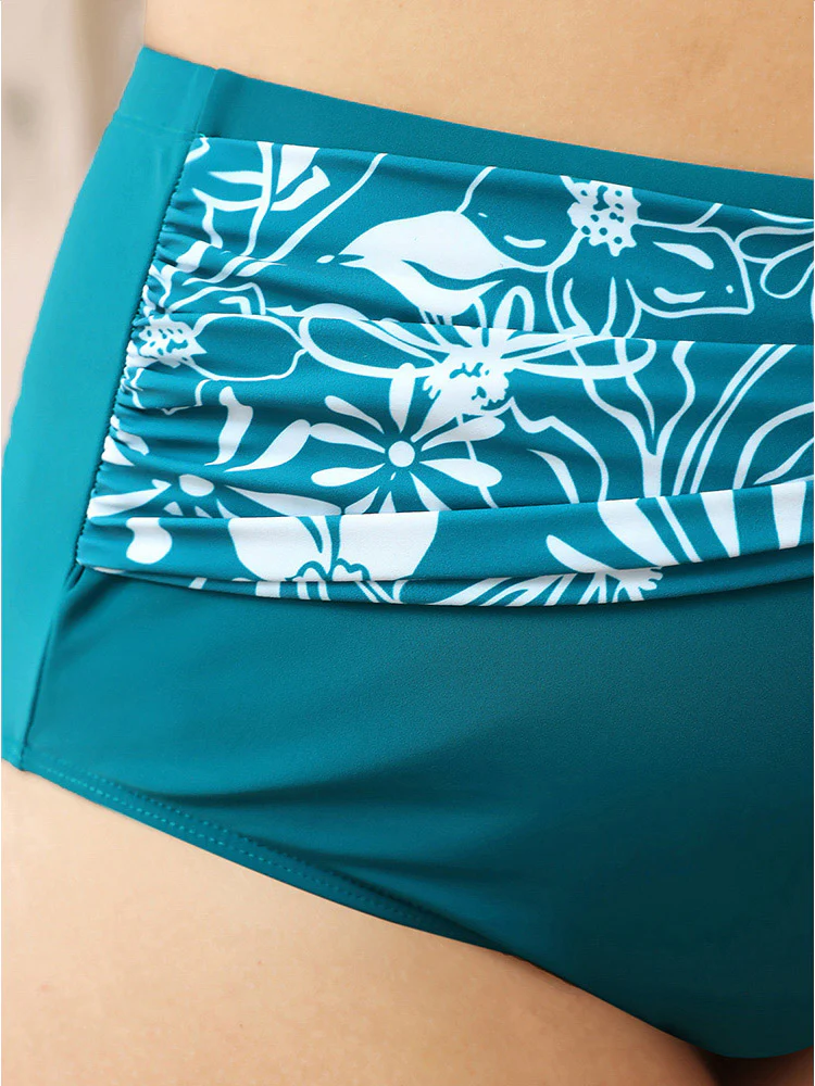 Tropical Patchwork Knotted Front Bikini Bottom - Image 7