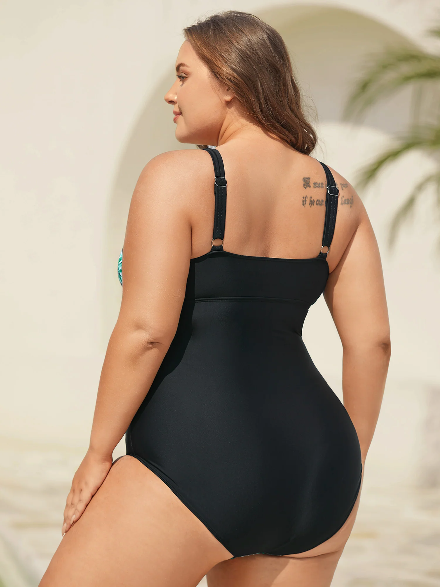 Tropical Pattern Tied One-Piece Swimsuit - Image 3