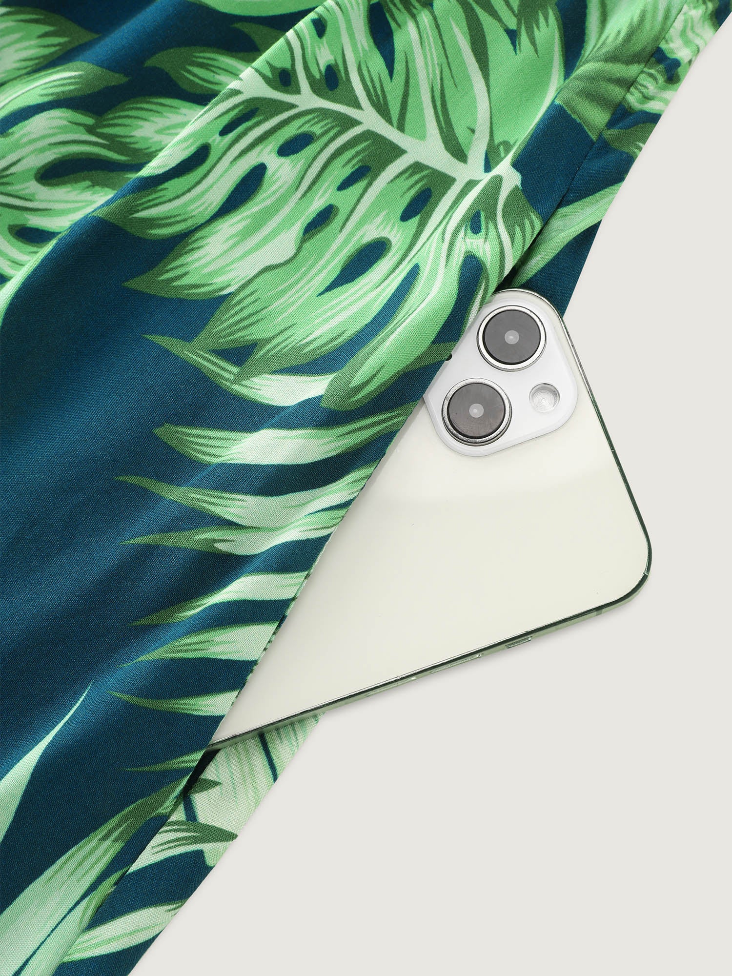 Tropical Plant Print V-Neck Midi Dress - Image 6