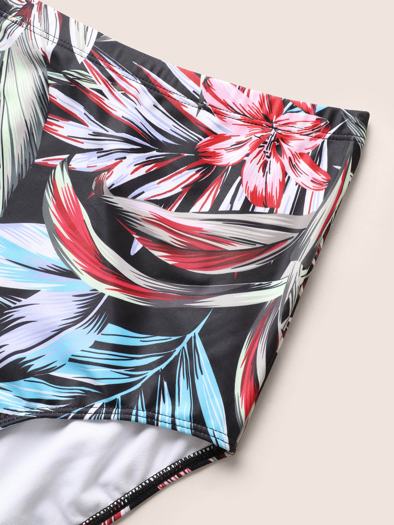 Tropical Print Buckle Detail Swim Dress - Image 5