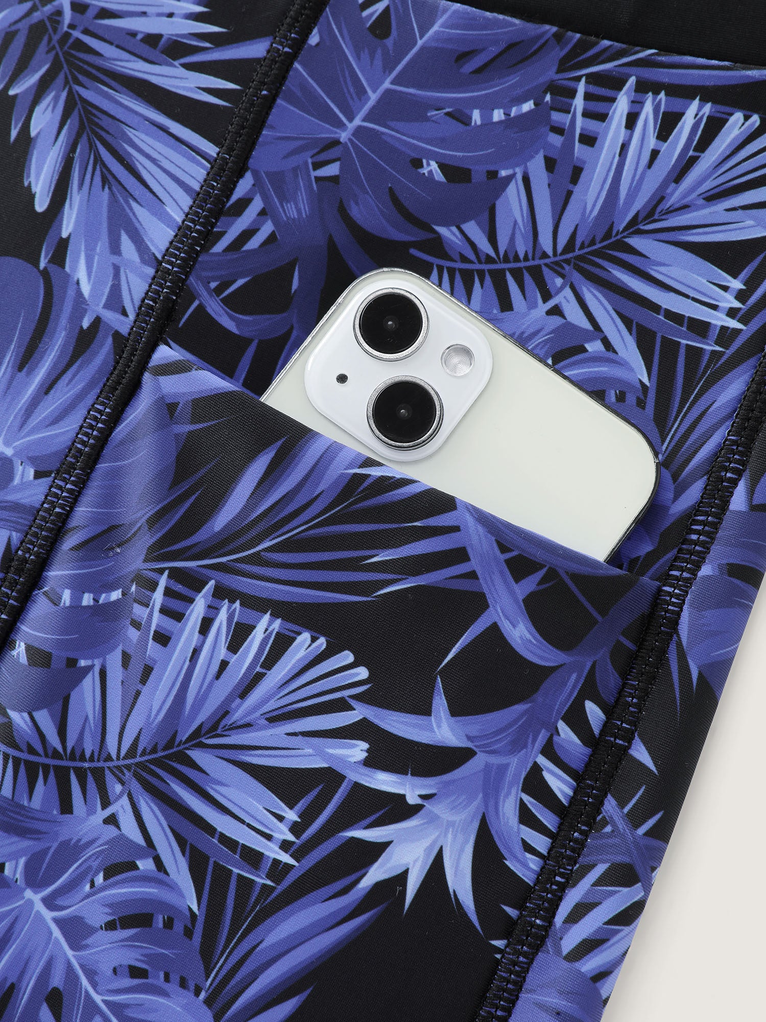 Tropical Print Color Contrast Swim Shorts - Image 6