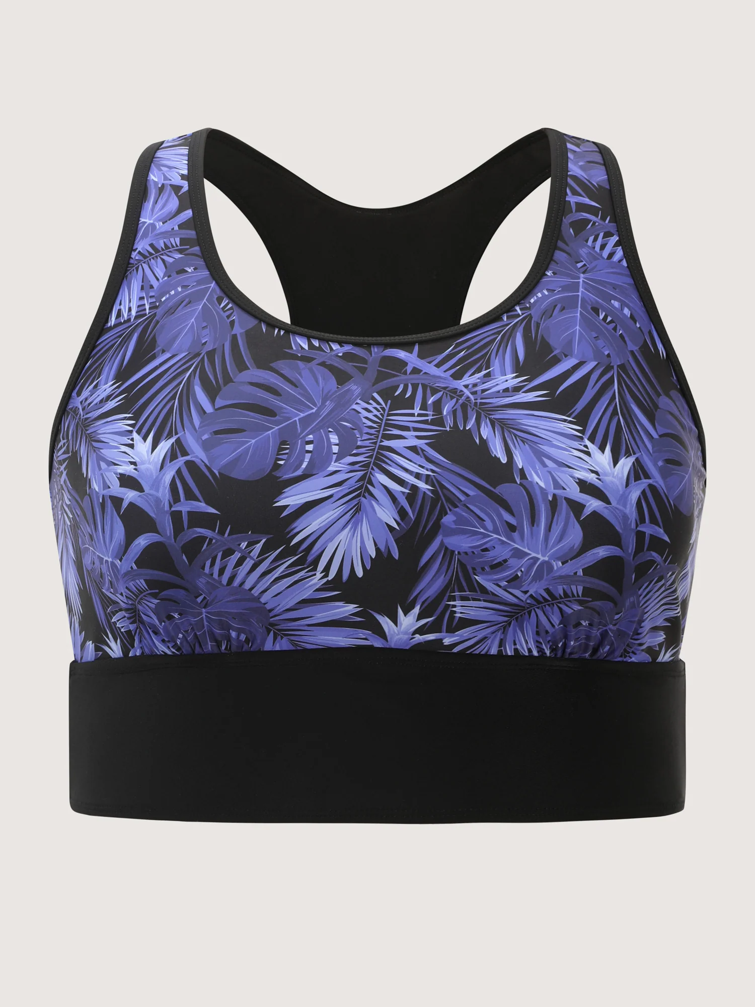 Tropical Print Colorblock Swim Top - Image 4