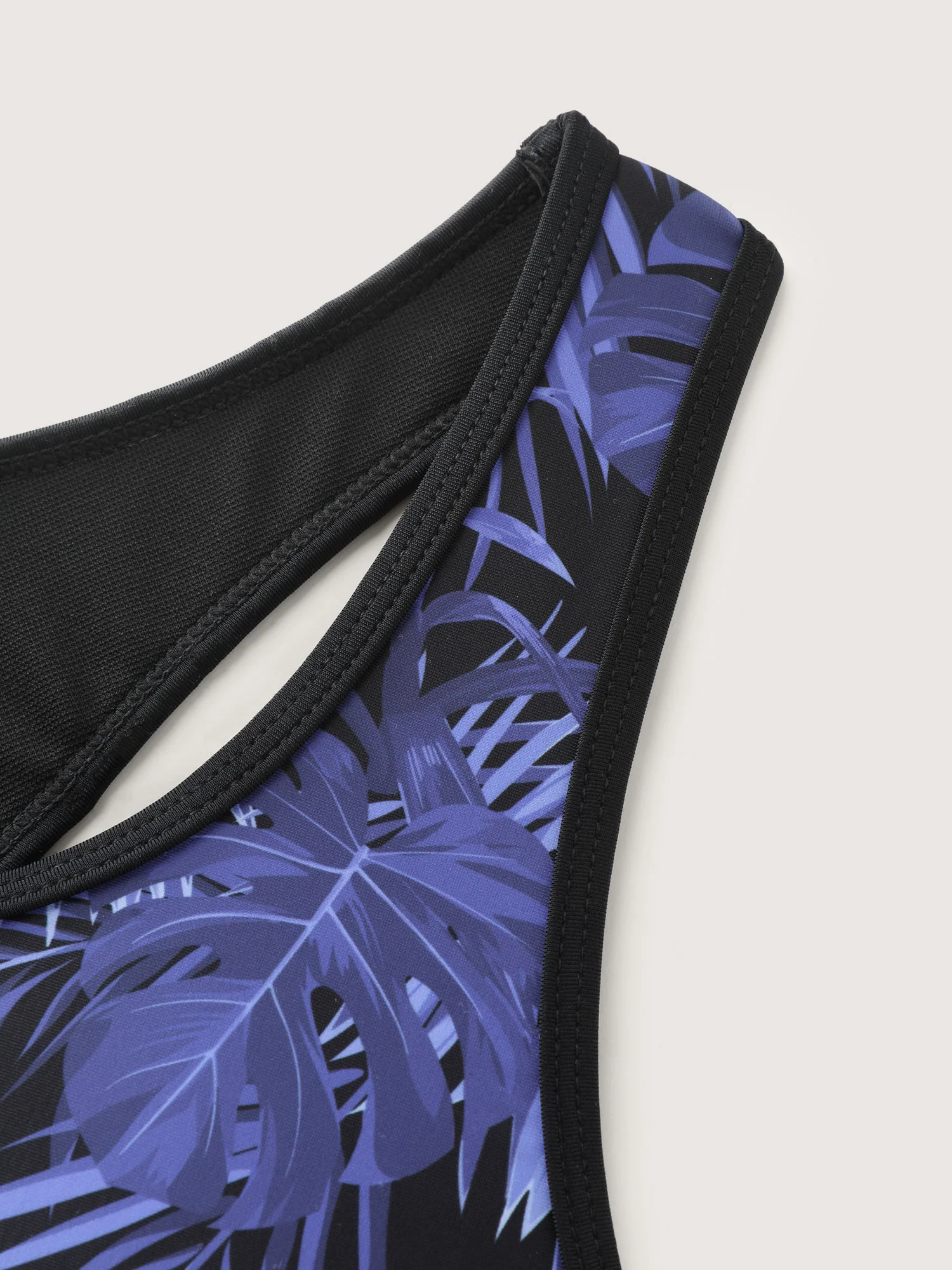 Tropical Print Colorblock Swim Top - Image 5